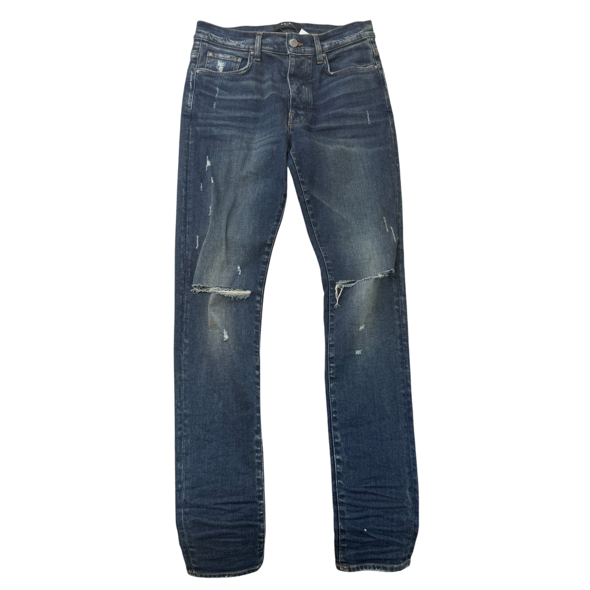 Men's Slash Distressed Jeans Blue Size Waist 32"