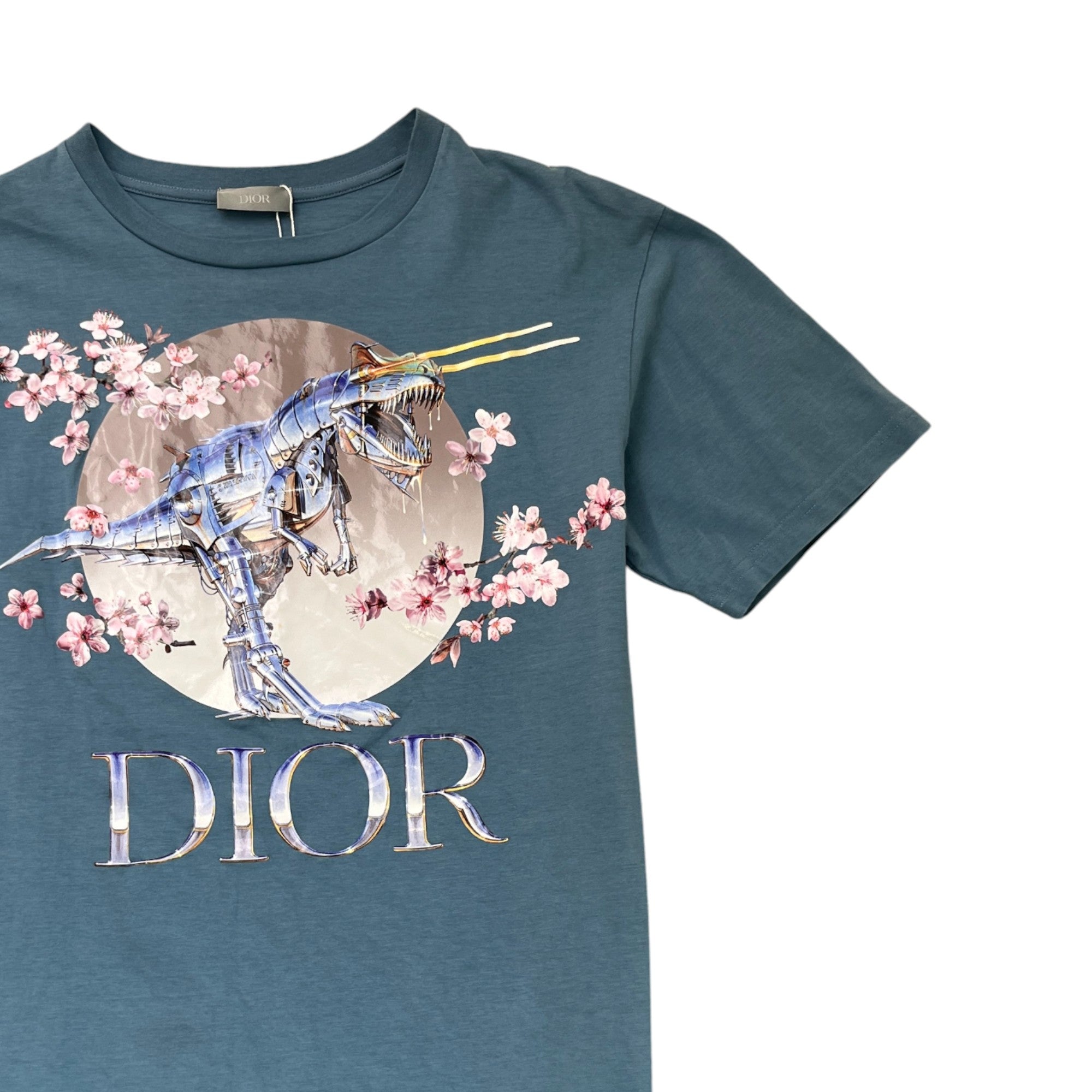 Men's Sorayama Dinosaur T-Shirt Blue Size XS