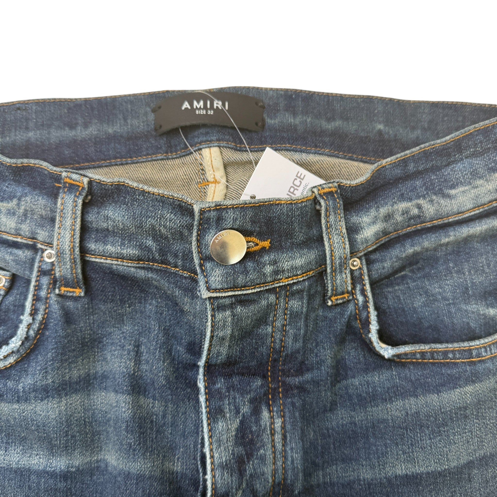 Men's Slash Distressed Jeans Blue Size Waist 32"