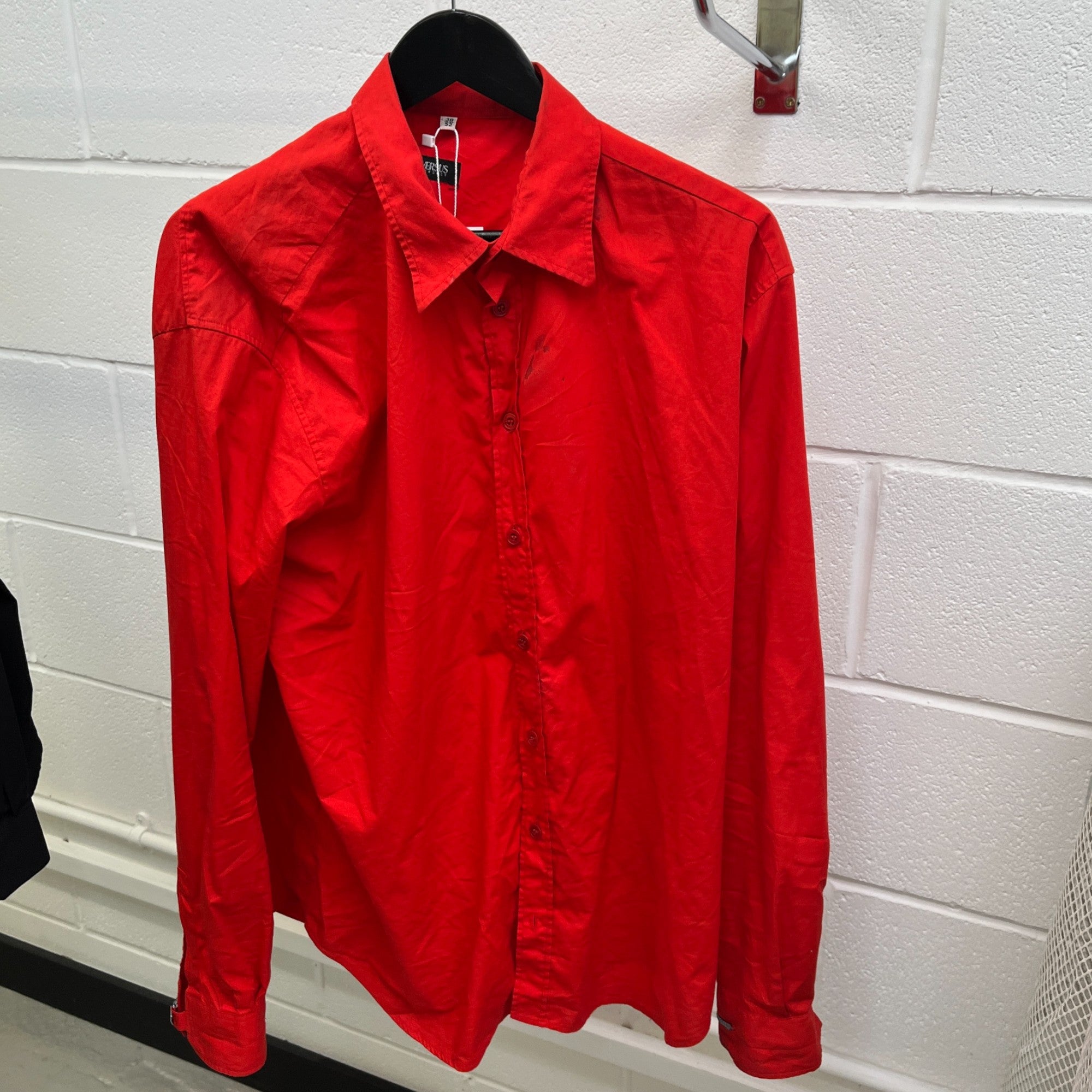 Men's Zip Sleeve Cuff Long Sleeve Shirt Red Size IT 52 / UK XL