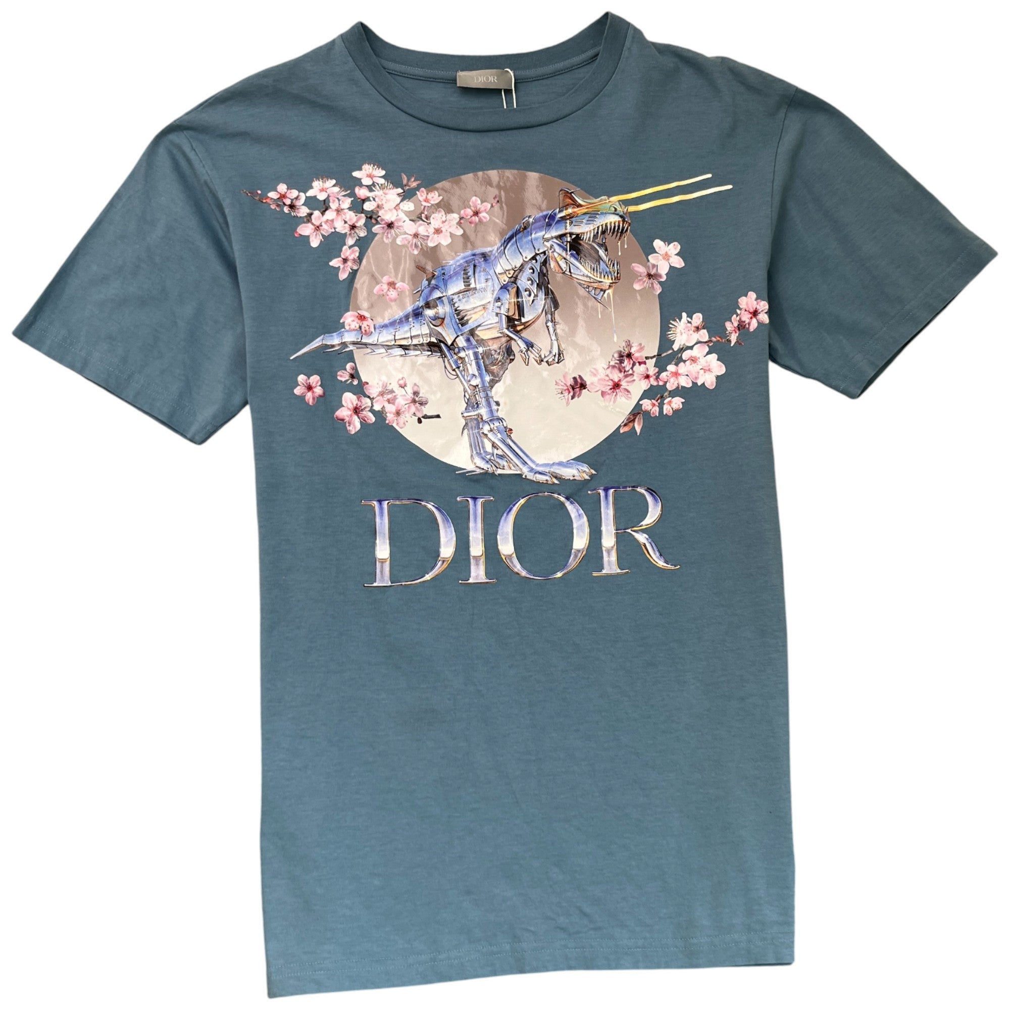 Men's Sorayama Dinosaur T-Shirt Blue Size XS