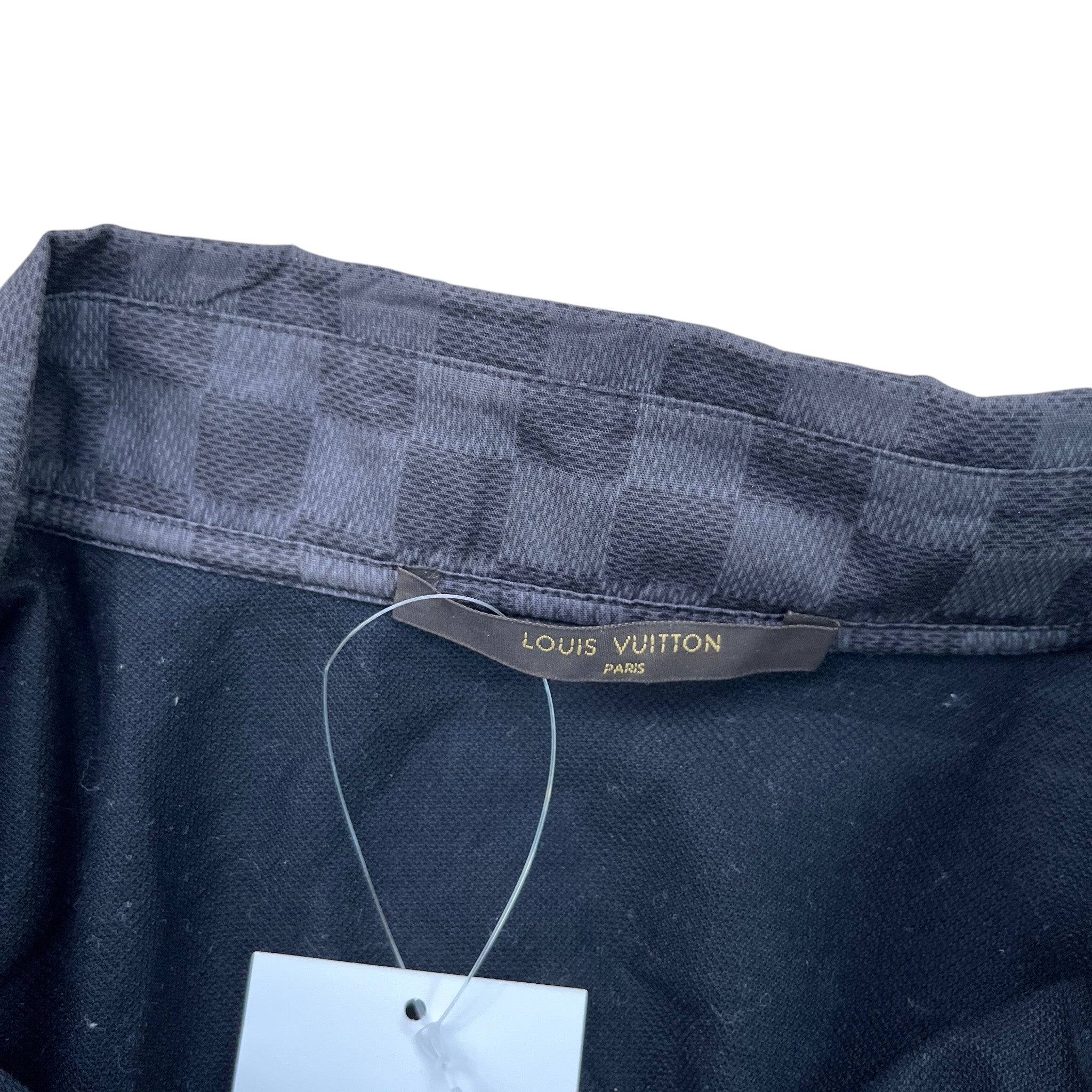 Men's Damier Collar Polo Shirt Black Size M