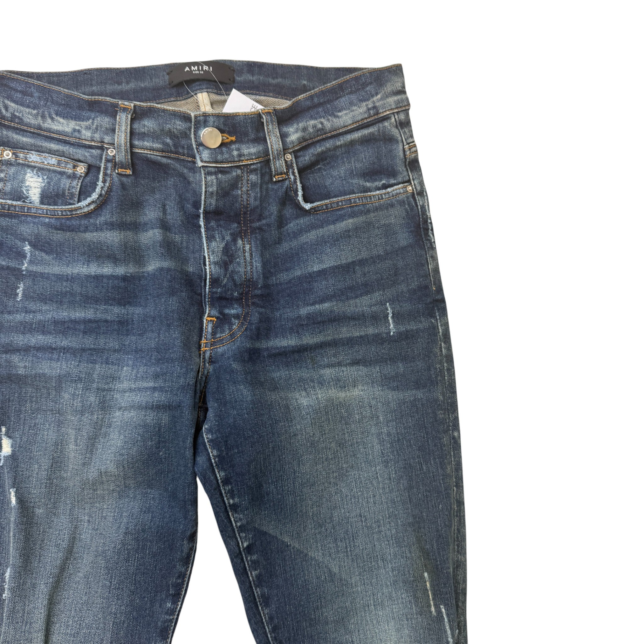 Men's Slash Distressed Jeans Blue Size Waist 32"