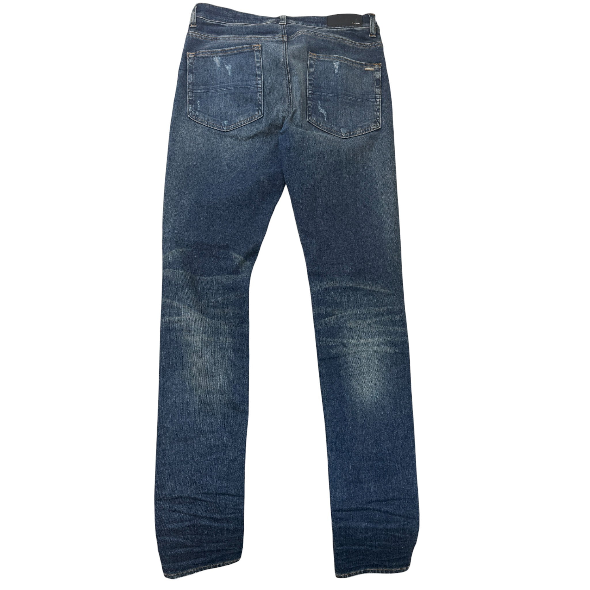 Men's Slash Distressed Jeans Blue Size Waist 32"