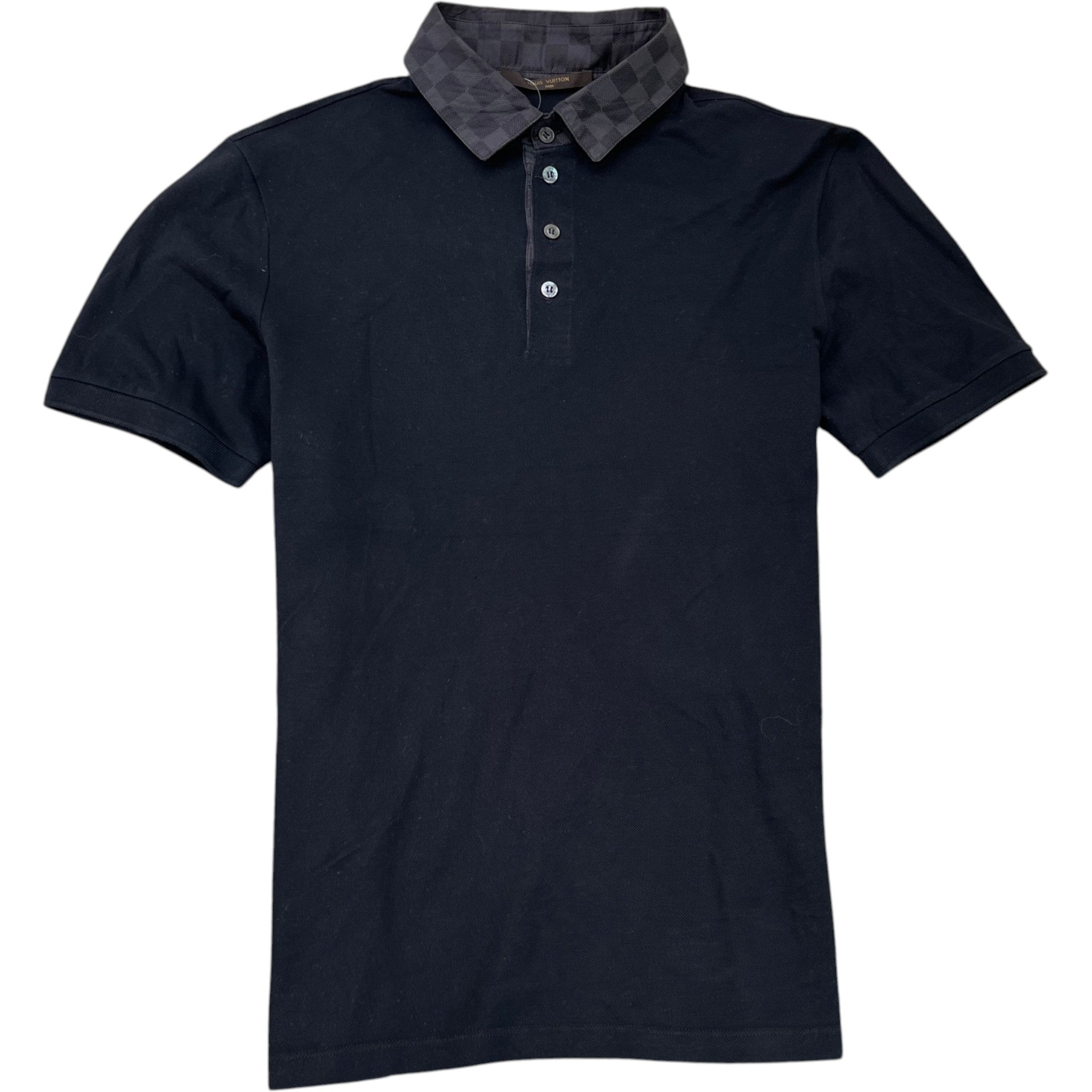 Men's Damier Collar Polo Shirt Black Size M
