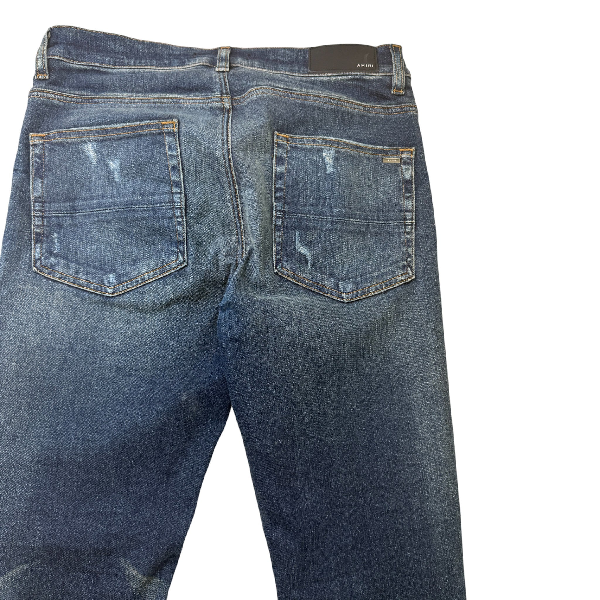 Men's Slash Distressed Jeans Blue Size Waist 32"