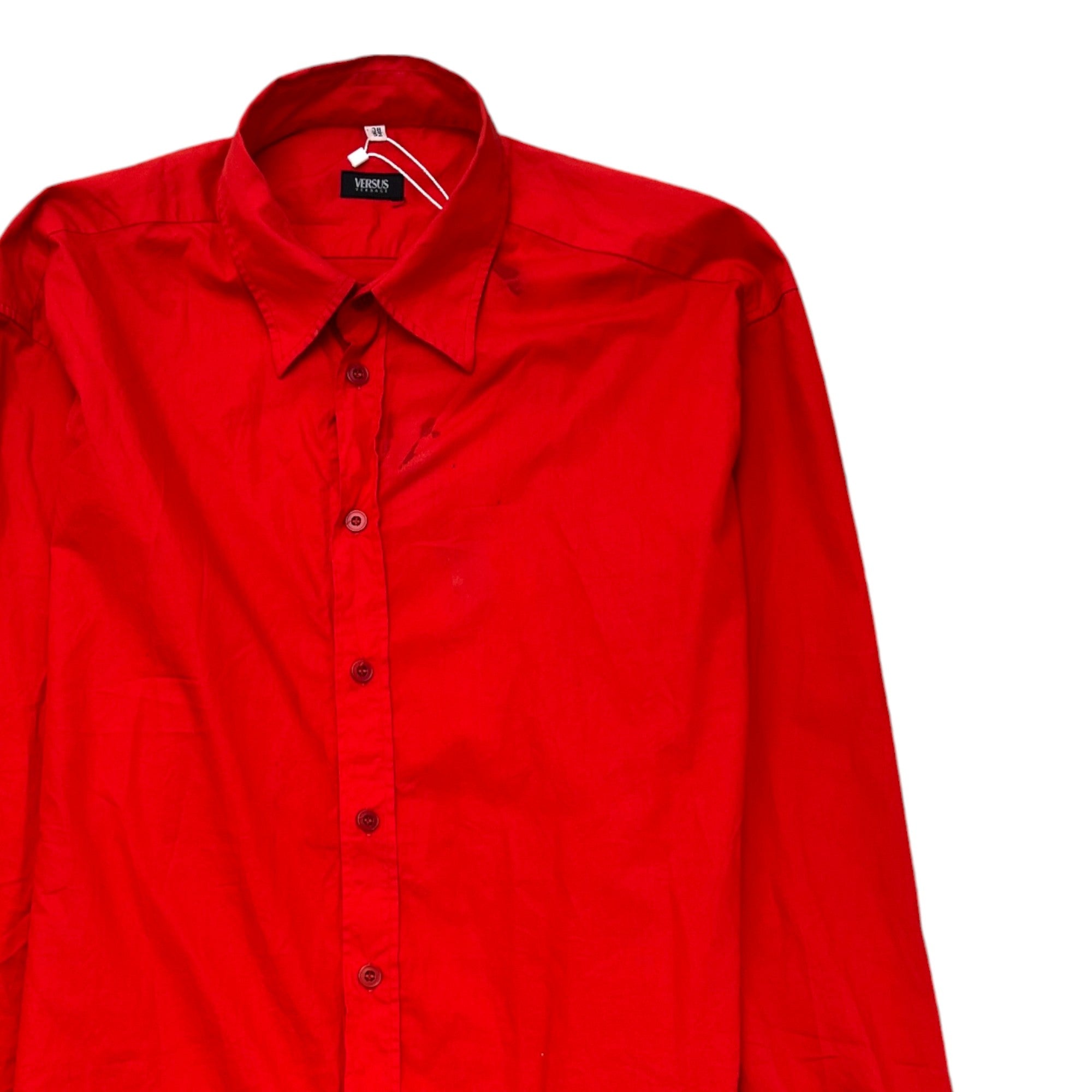 Men's Zip Sleeve Cuff Long Sleeve Shirt Red Size IT 52 / UK XL