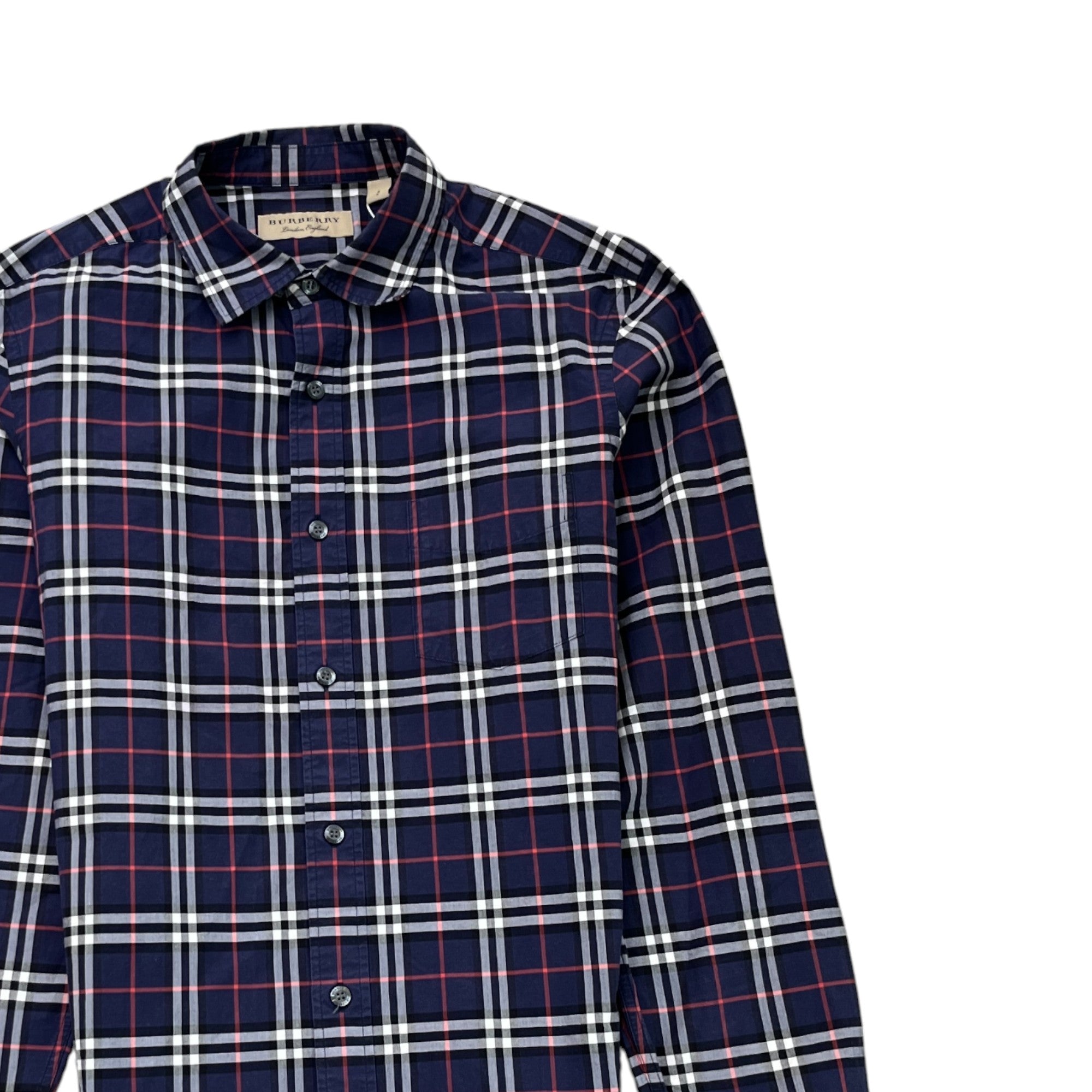 Men's Checkered Long Sleeve Shirt Blue Size S