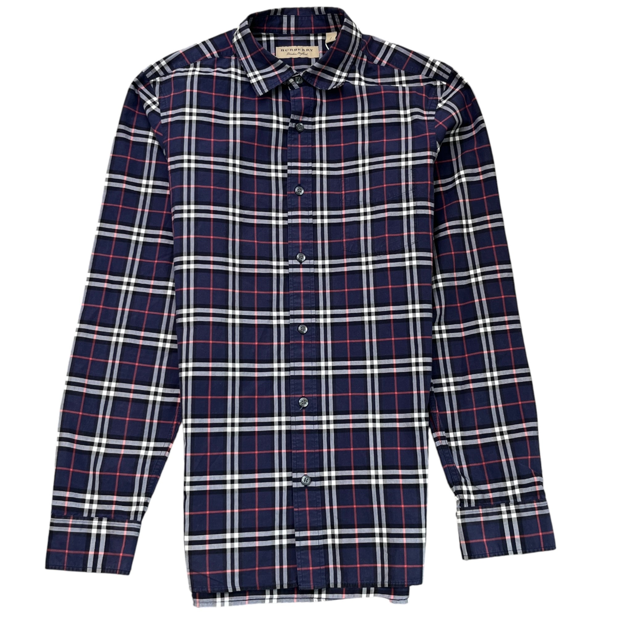 Men's Checkered Long Sleeve Shirt Blue Size S