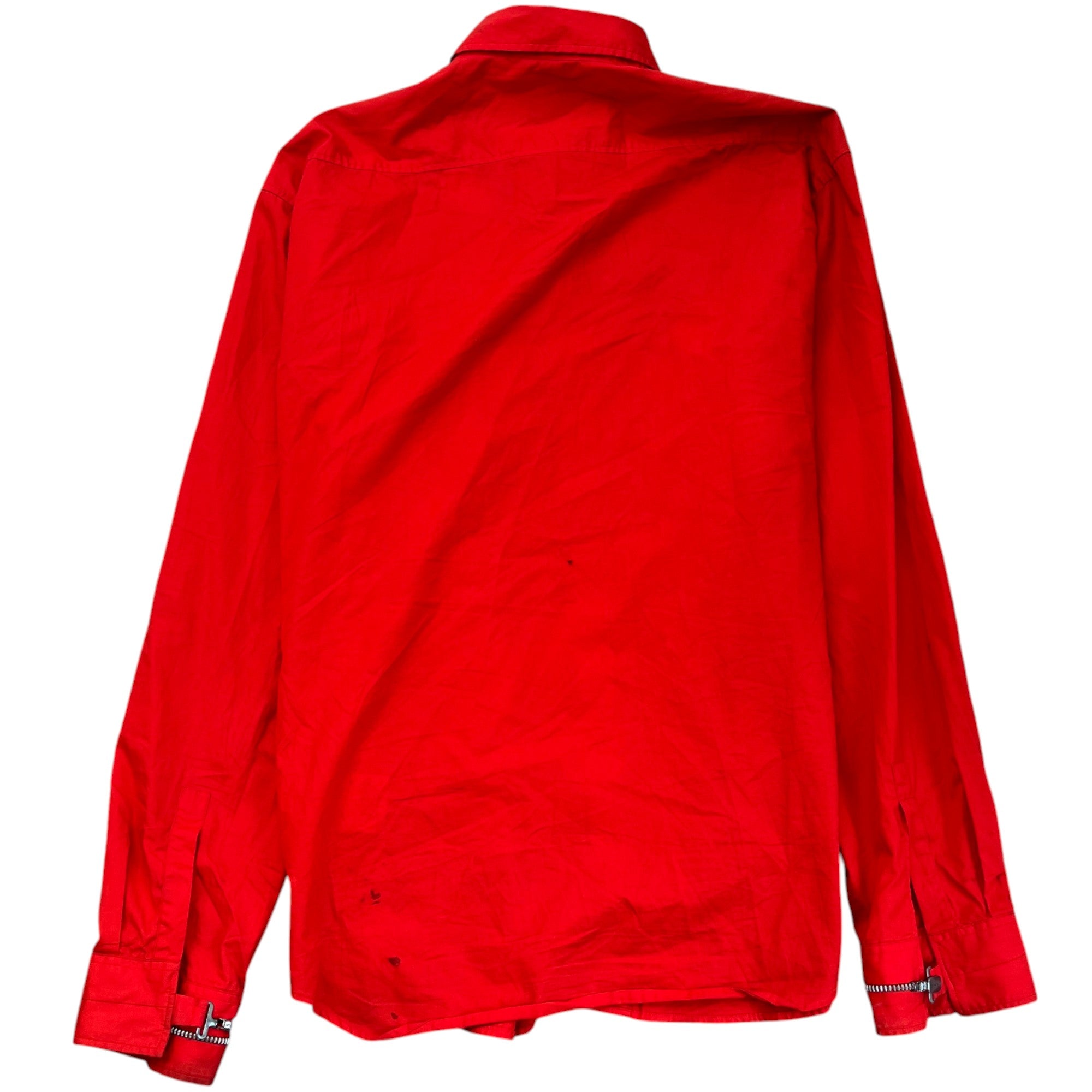 Men's Zip Sleeve Cuff Long Sleeve Shirt Red Size IT 52 / UK XL