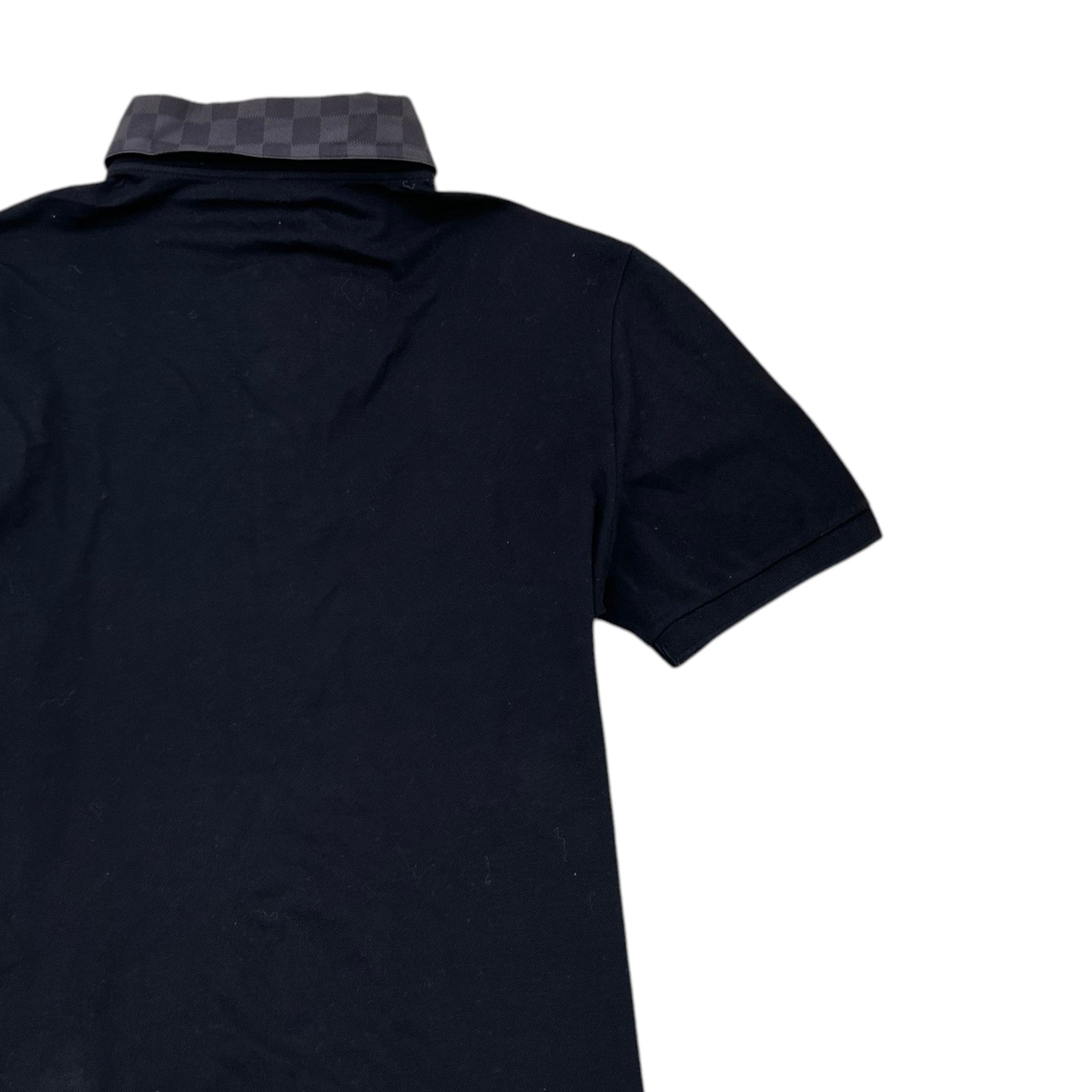 Men's Damier Collar Polo Shirt Black Size M