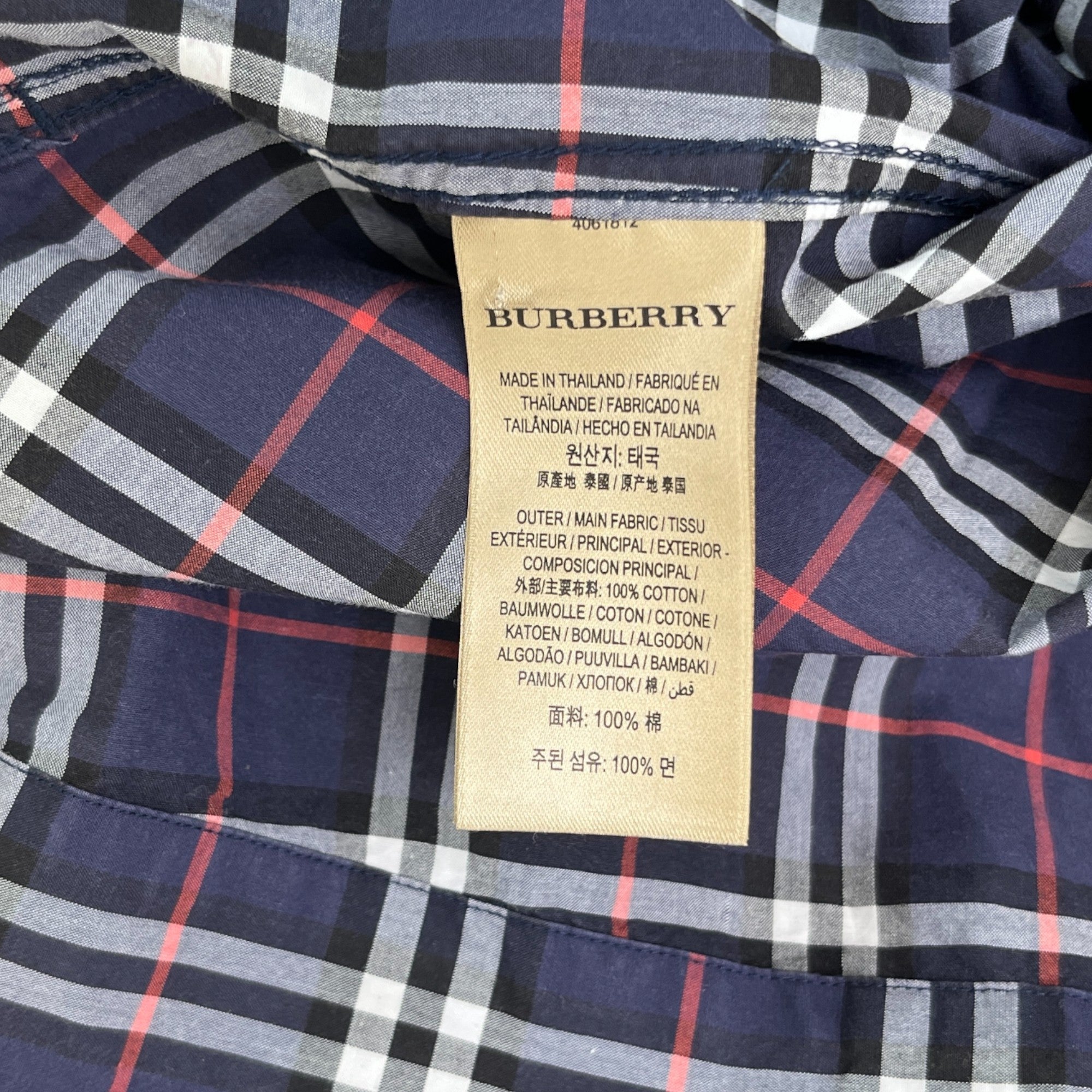 Men's Checkered Long Sleeve Shirt Blue Size S