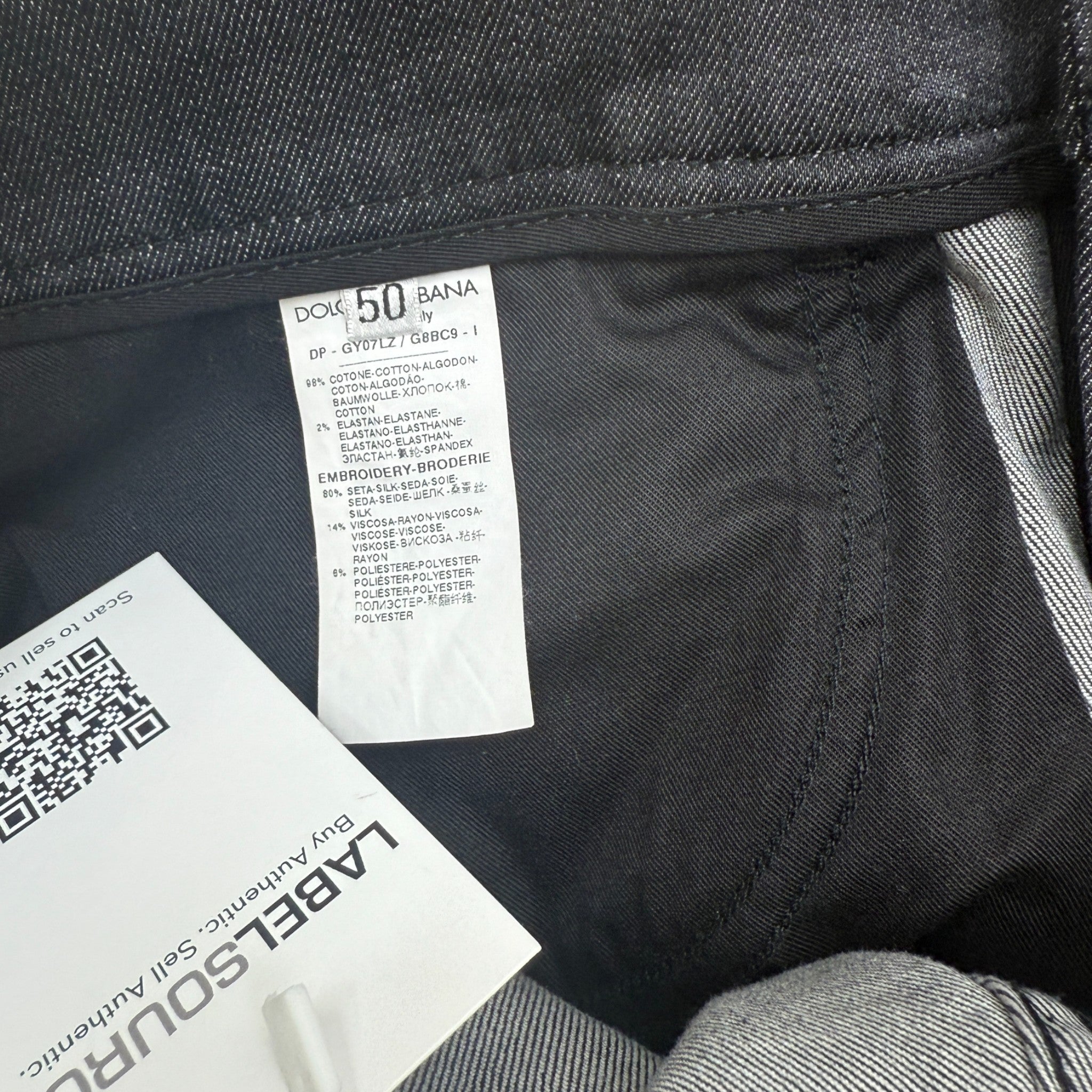 Men's Embroidered Logo Jeans Black Size IT 50 / UK 34