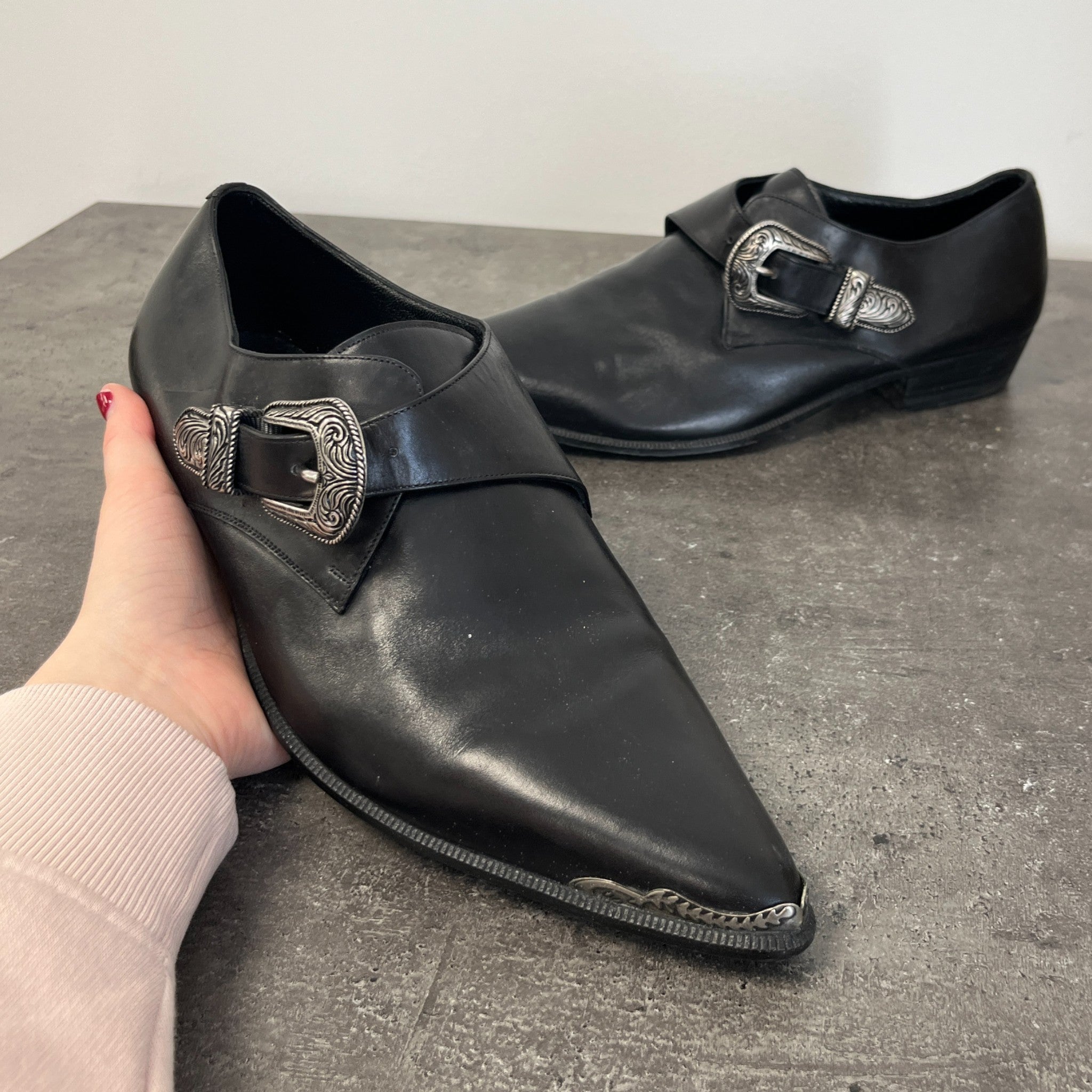 Men's Ss14 Duckie Monk Strap Loafers Black Size EU 43.5 / UK 9.5