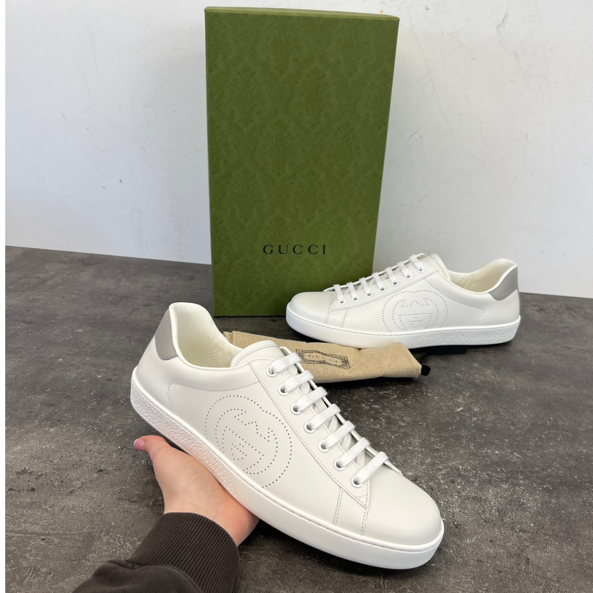 Men's Interlocking G Ace Low Trainers White Size EU 43 / UK 9