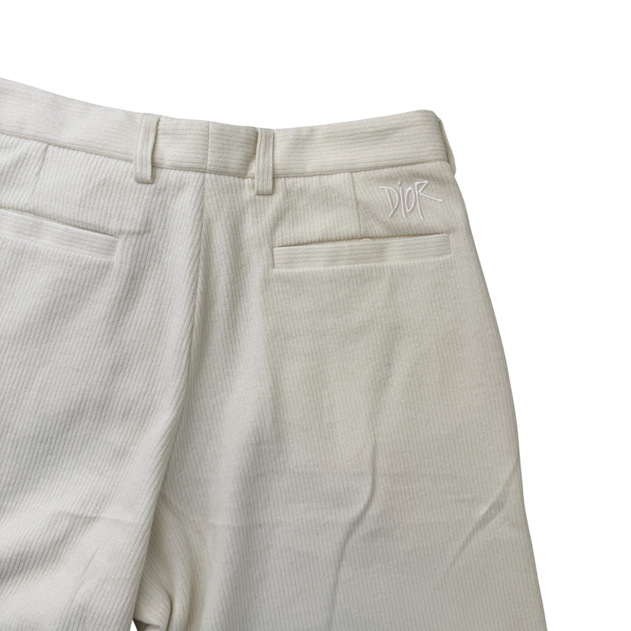 Men's Corduroy Embroidered Logo Shorts Cream Size L