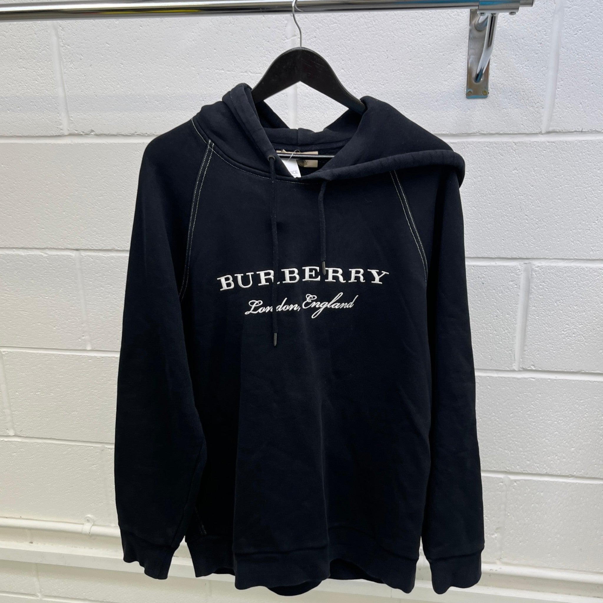 Men's Embroidered Logo Hoodie Black Size L
