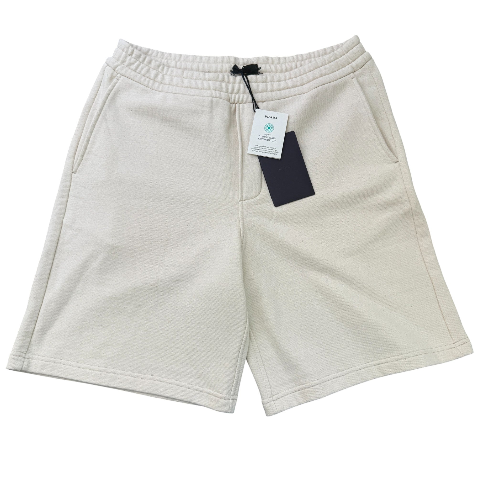 Men's Plaque Logo Shorts Cream Size XL