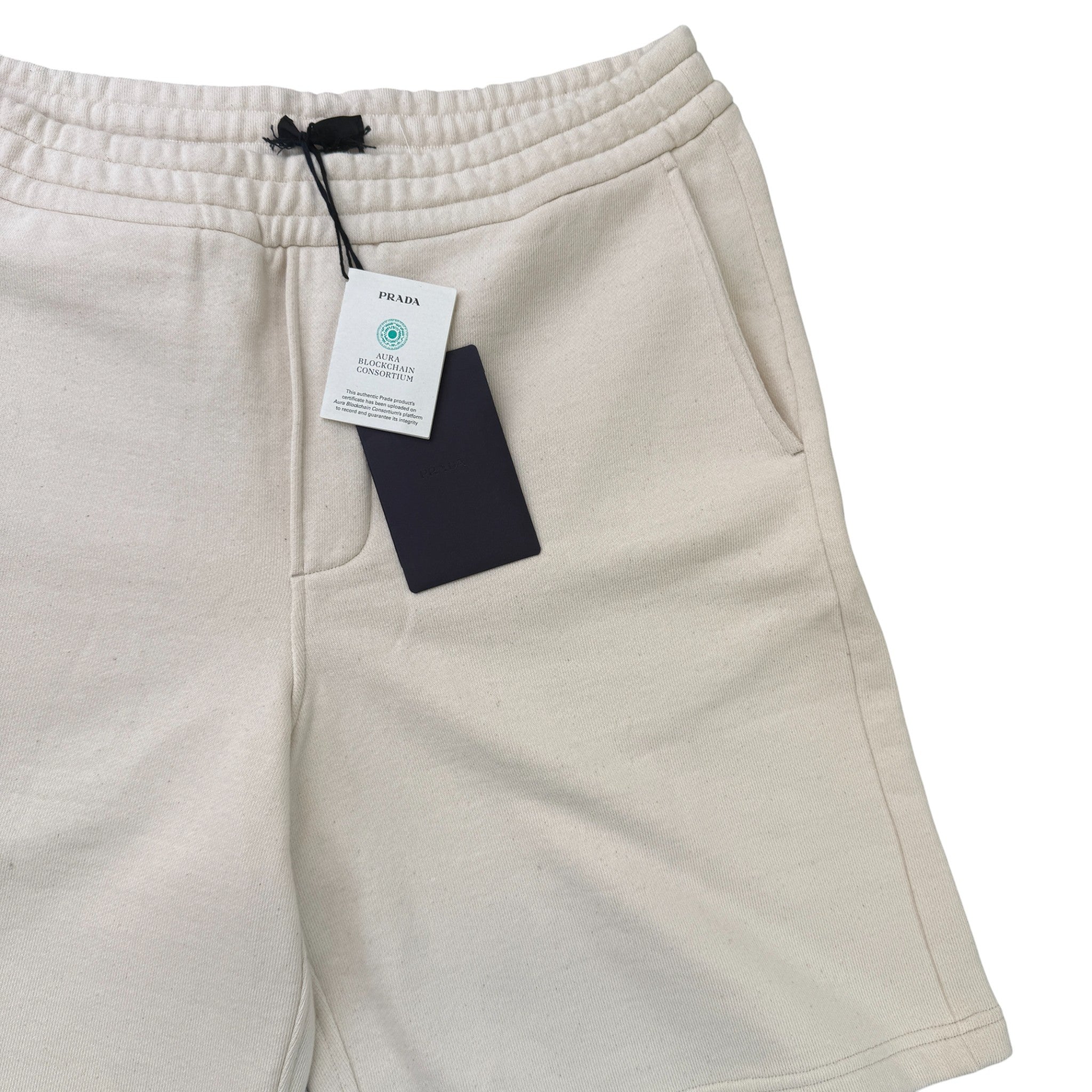 Men's Plaque Logo Shorts Cream Size XL