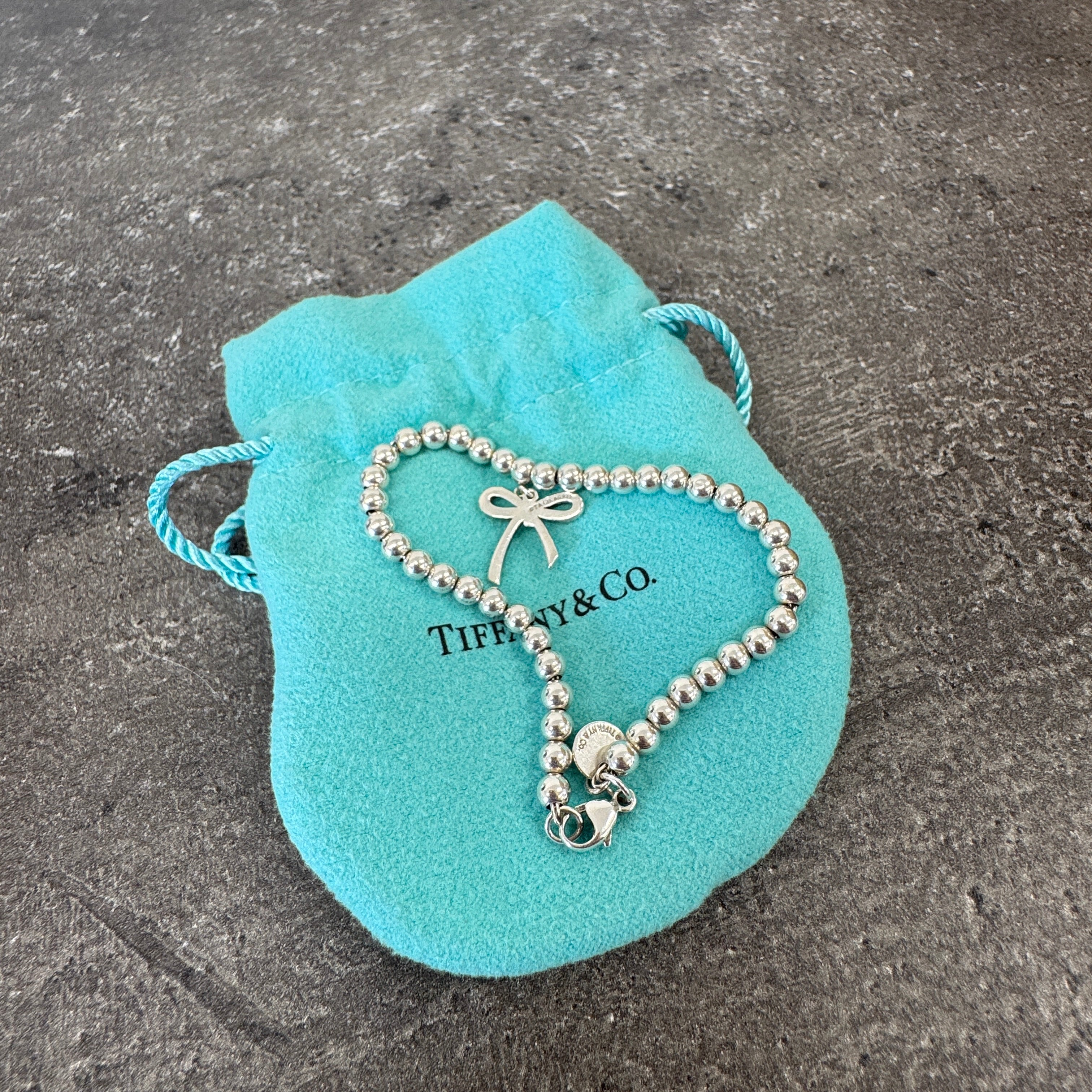 Women's Bead Bow Bracelet Silver