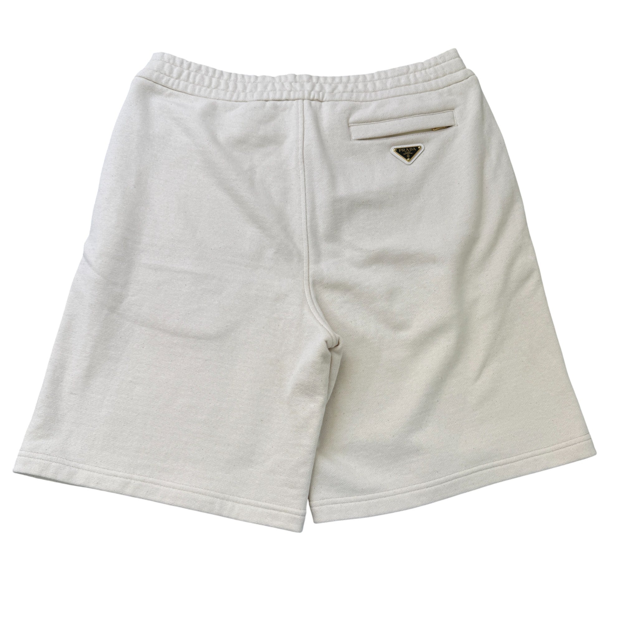 Men's Plaque Logo Shorts Cream Size XL