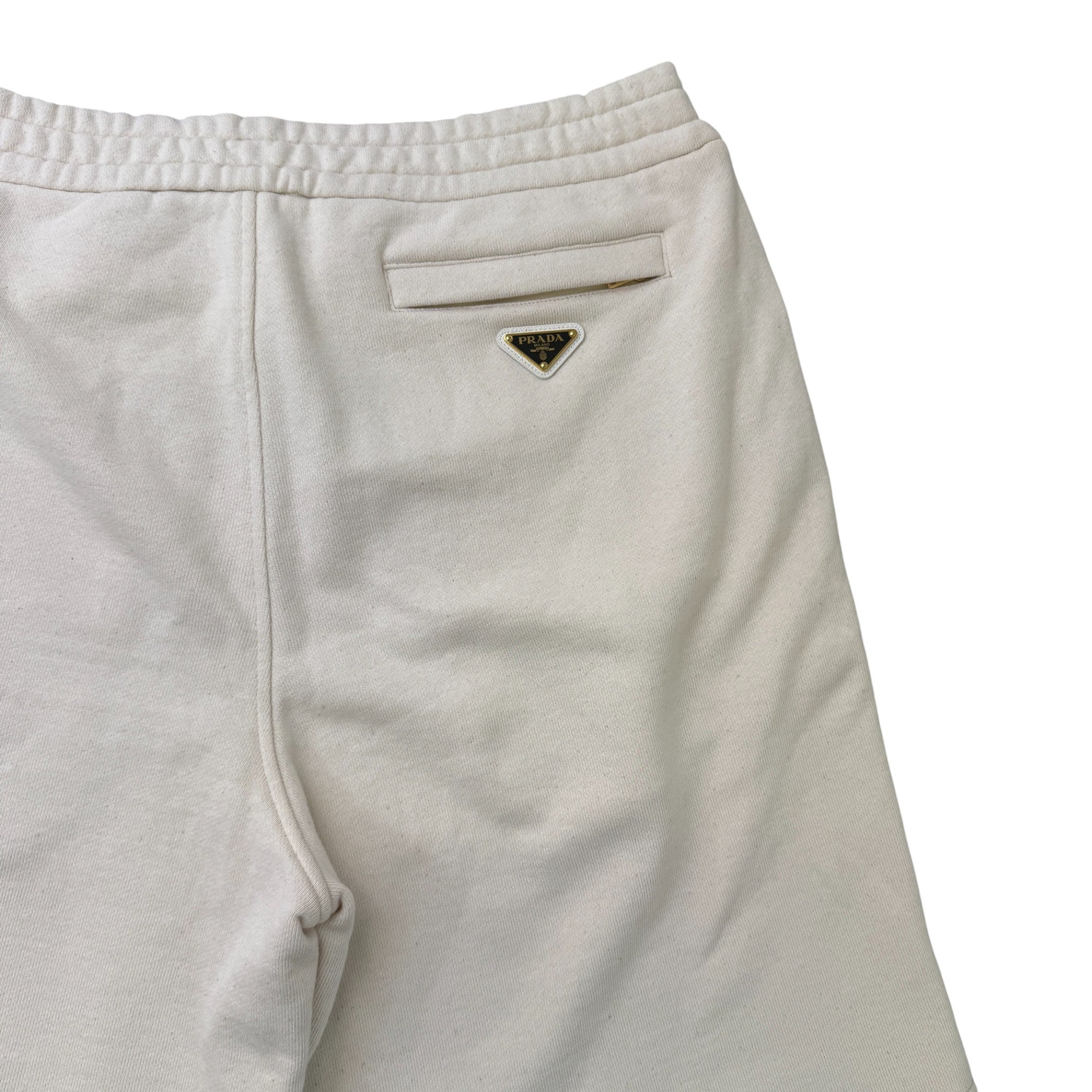 Men's Plaque Logo Shorts Cream Size XL