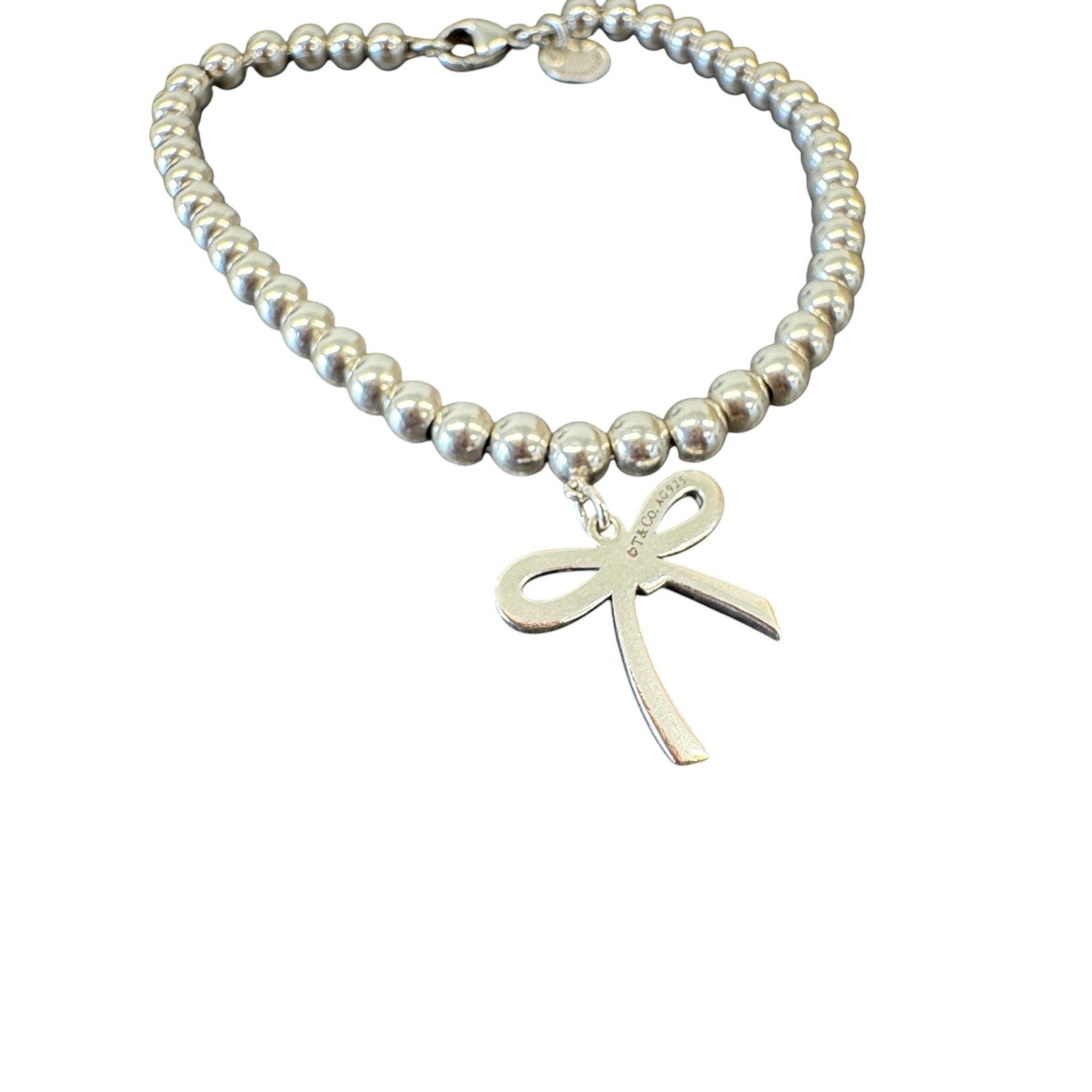Women's Bead Bow Bracelet Silver