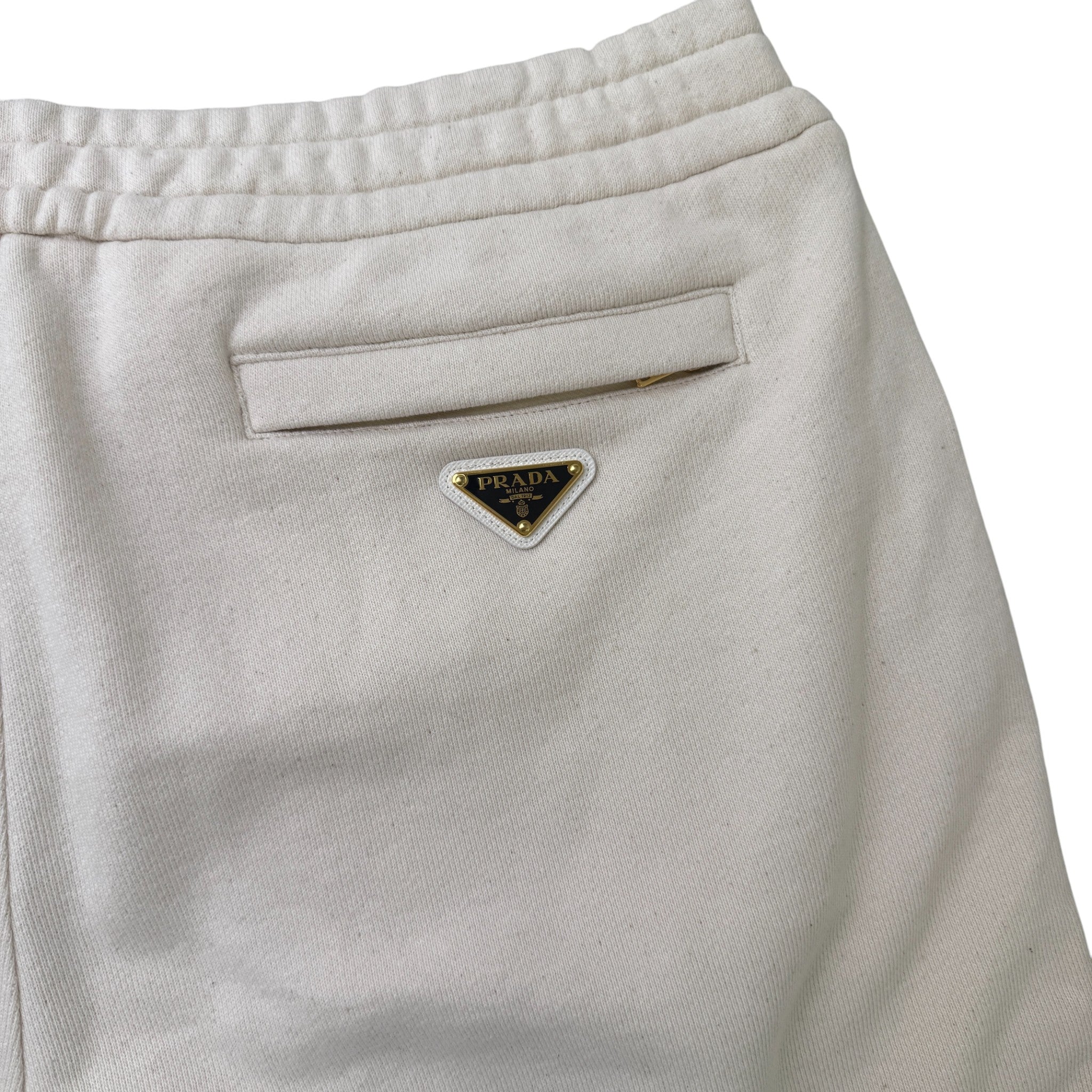 Men's Plaque Logo Shorts Cream Size XL