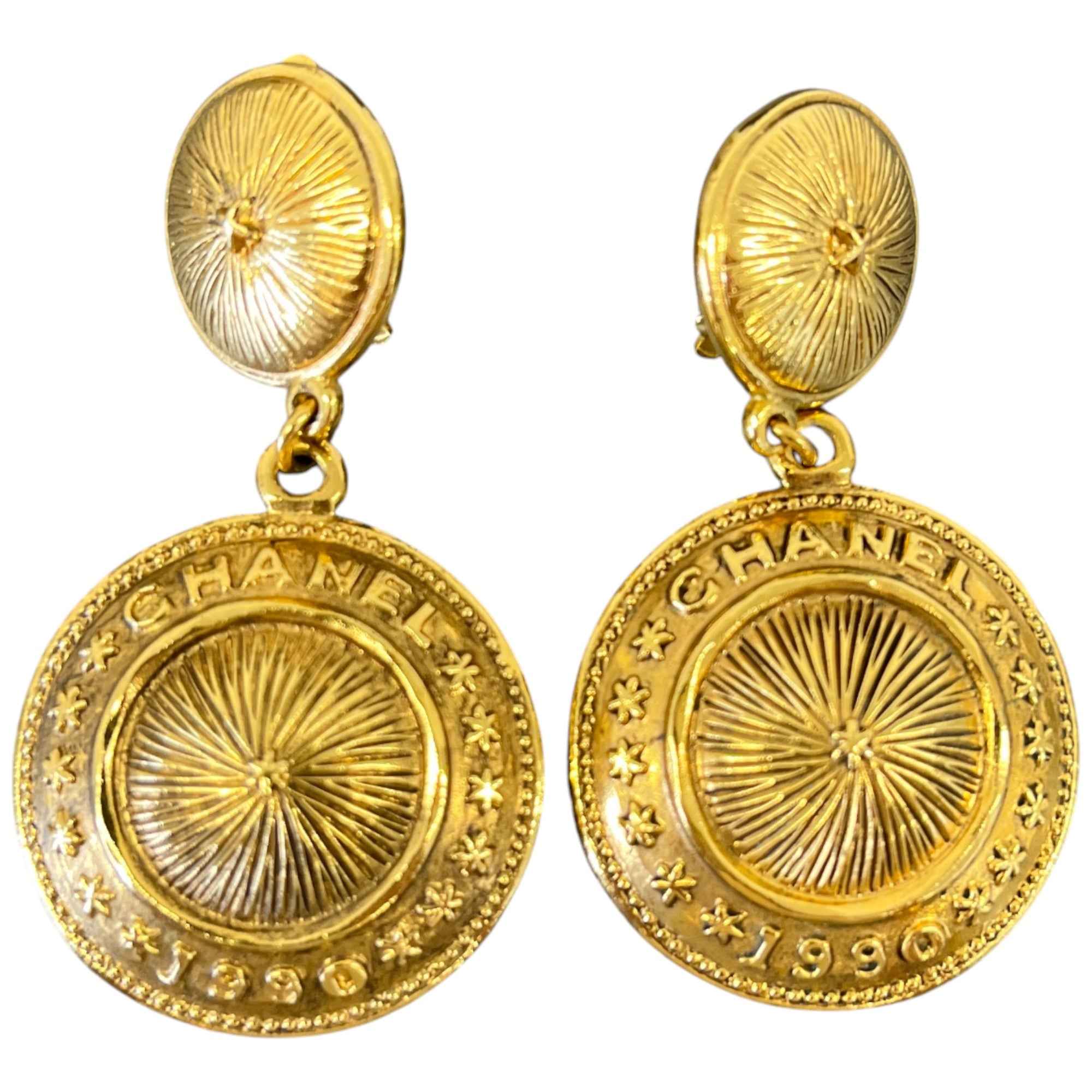 Women's 1990 Vintage Byzantine Revival Clip-On Earrings Gold