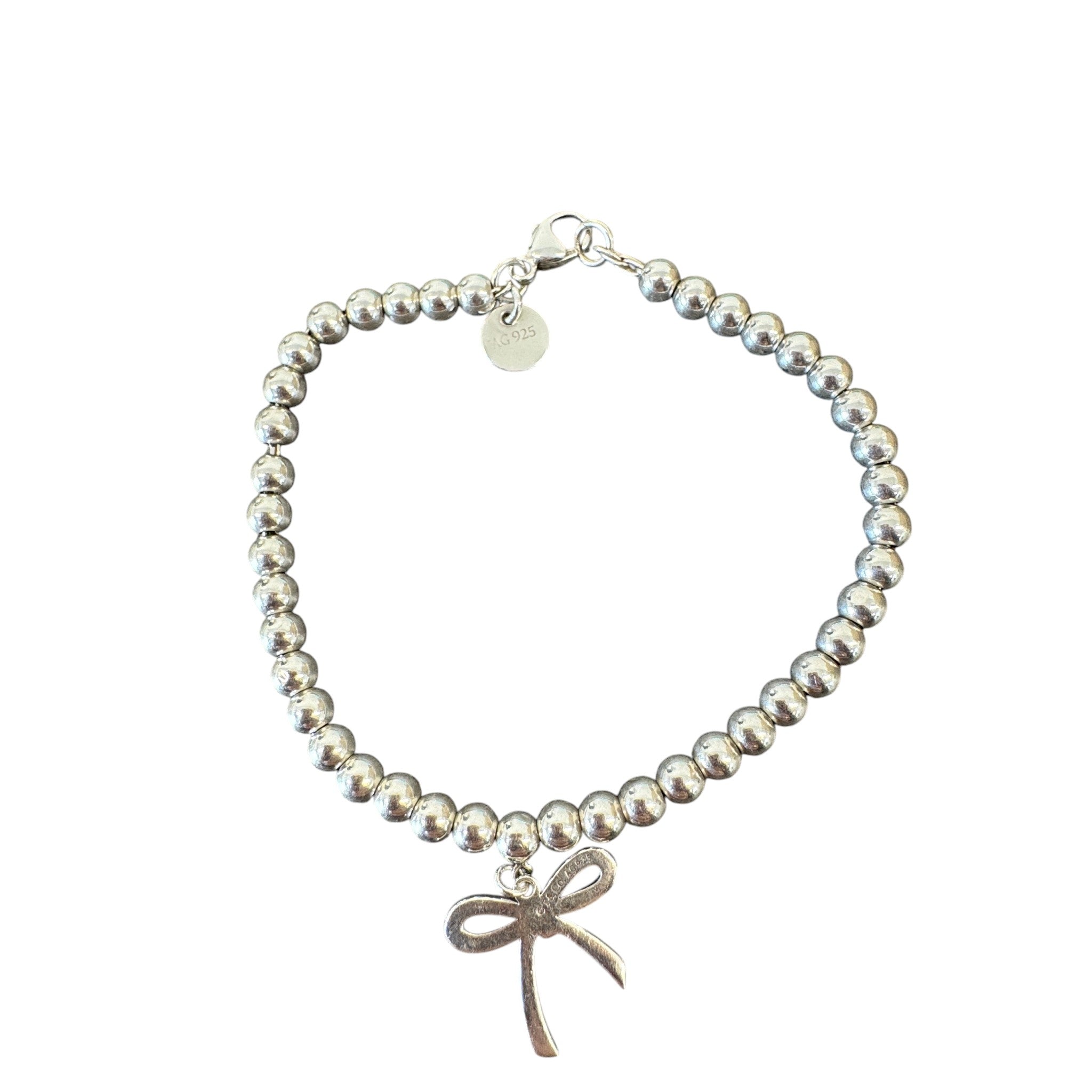 Women's Bead Bow Bracelet Silver