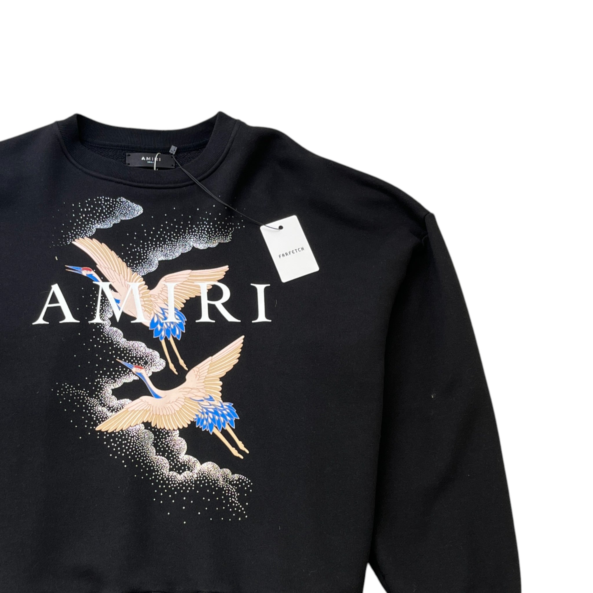 Men's Crane Logo Print Jumper Black Size S