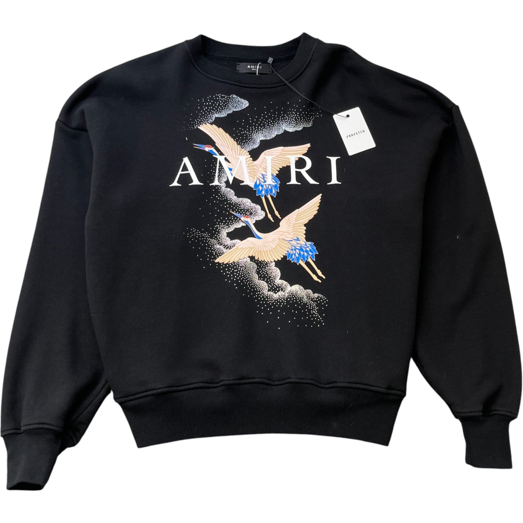 Men's Crane Logo Print Jumper Black Size S