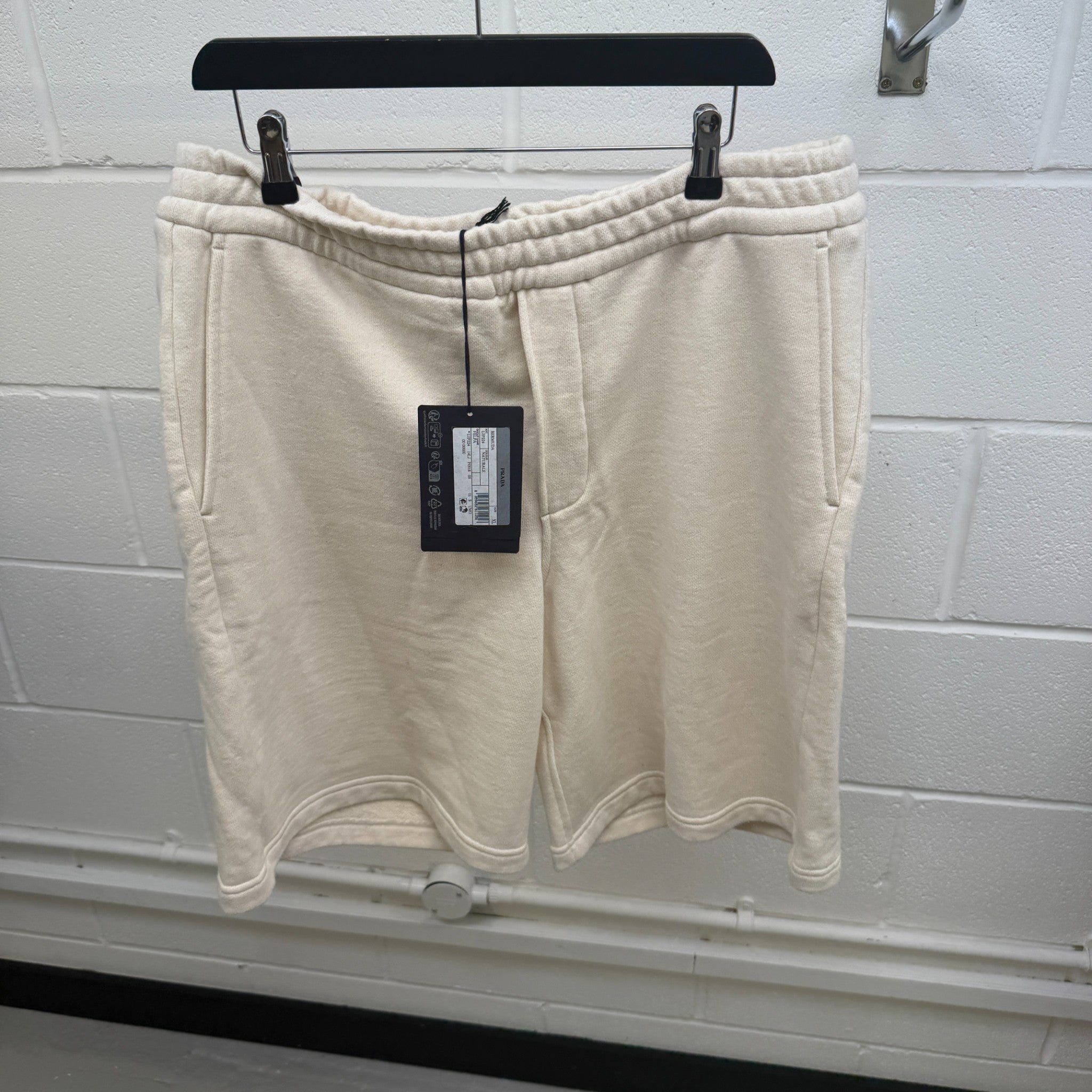 Men's Plaque Logo Shorts Cream Size XL