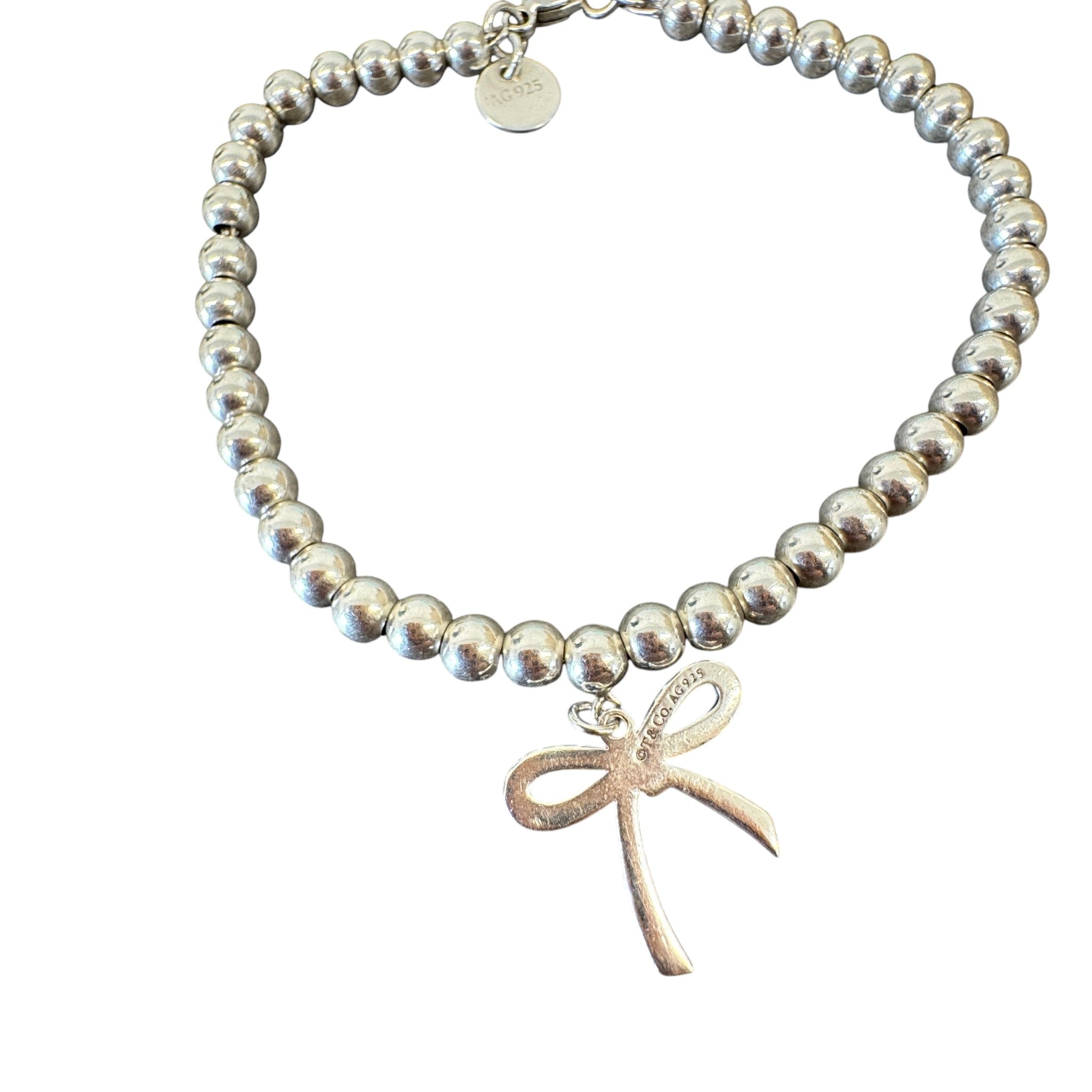 Women's Bead Bow Bracelet Silver