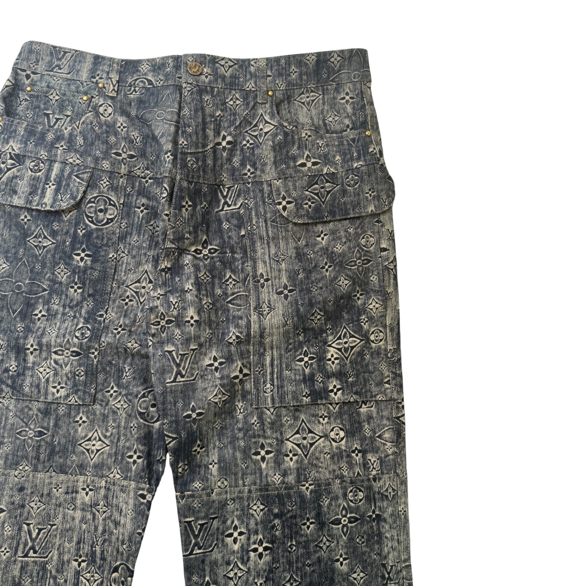 Men's Rendering Monogram Jeans Navy Size Waist 36"