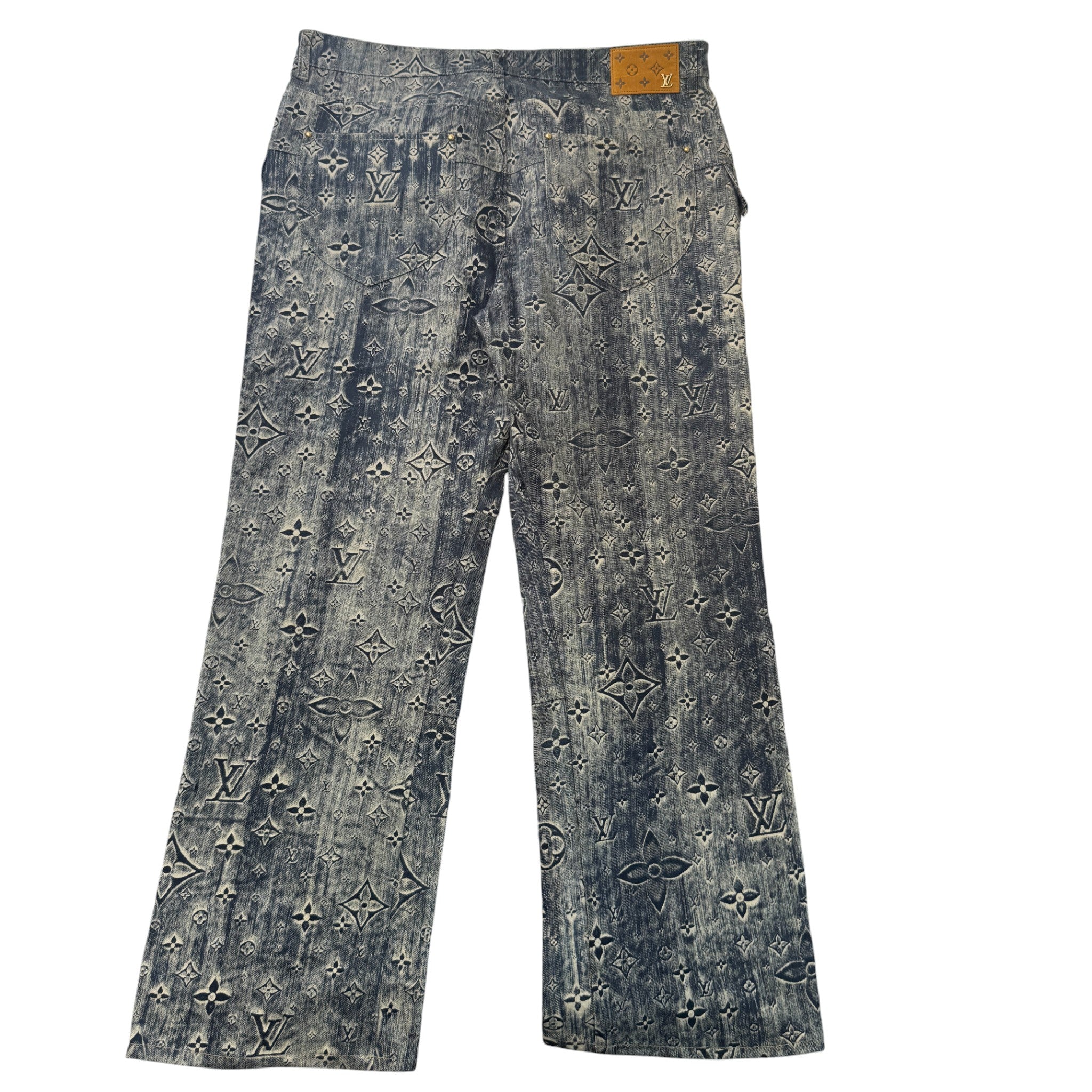 Men's Rendering Monogram Jeans Navy Size Waist 36"