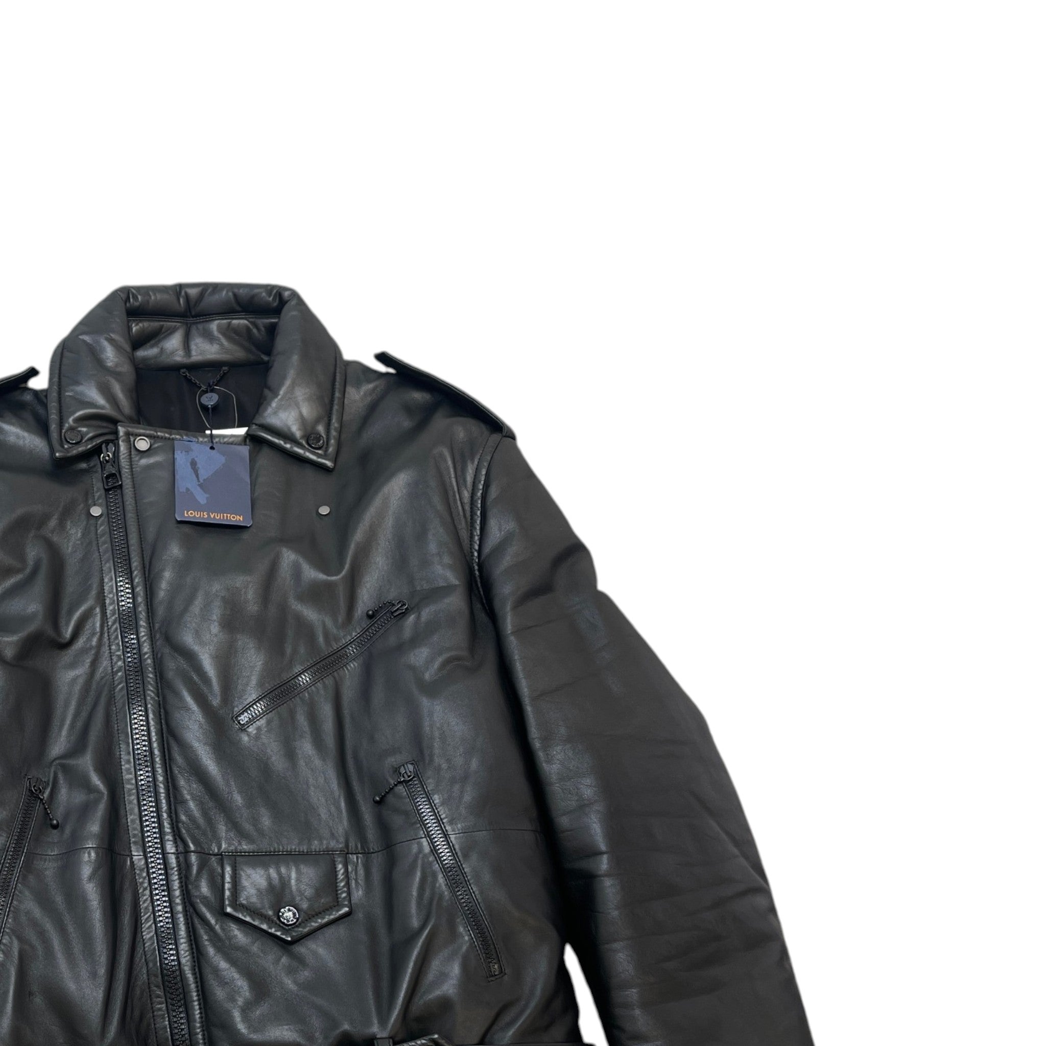 Men's 2021 Lamb Leather Moto Jacket Black Size IT 58 / XXXXL