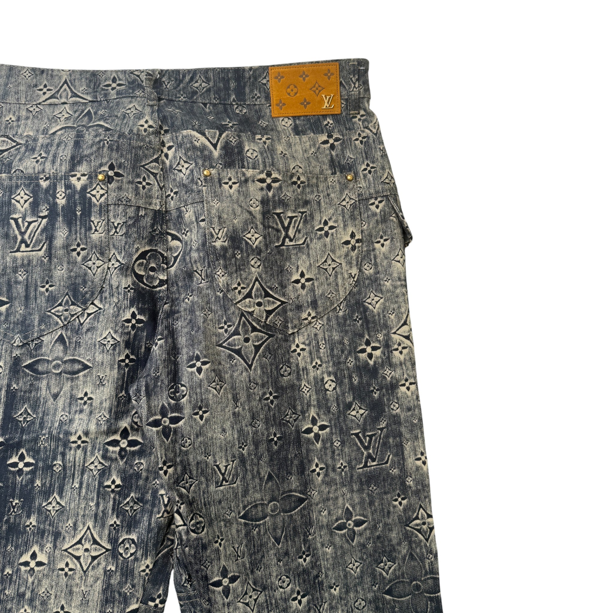 Men's Rendering Monogram Jeans Navy Size Waist 36"