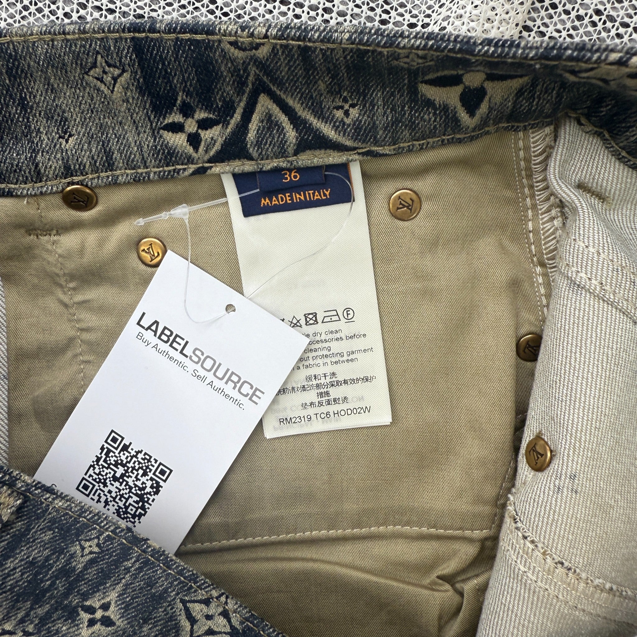 Men's Rendering Monogram Jeans Navy Size Waist 36"