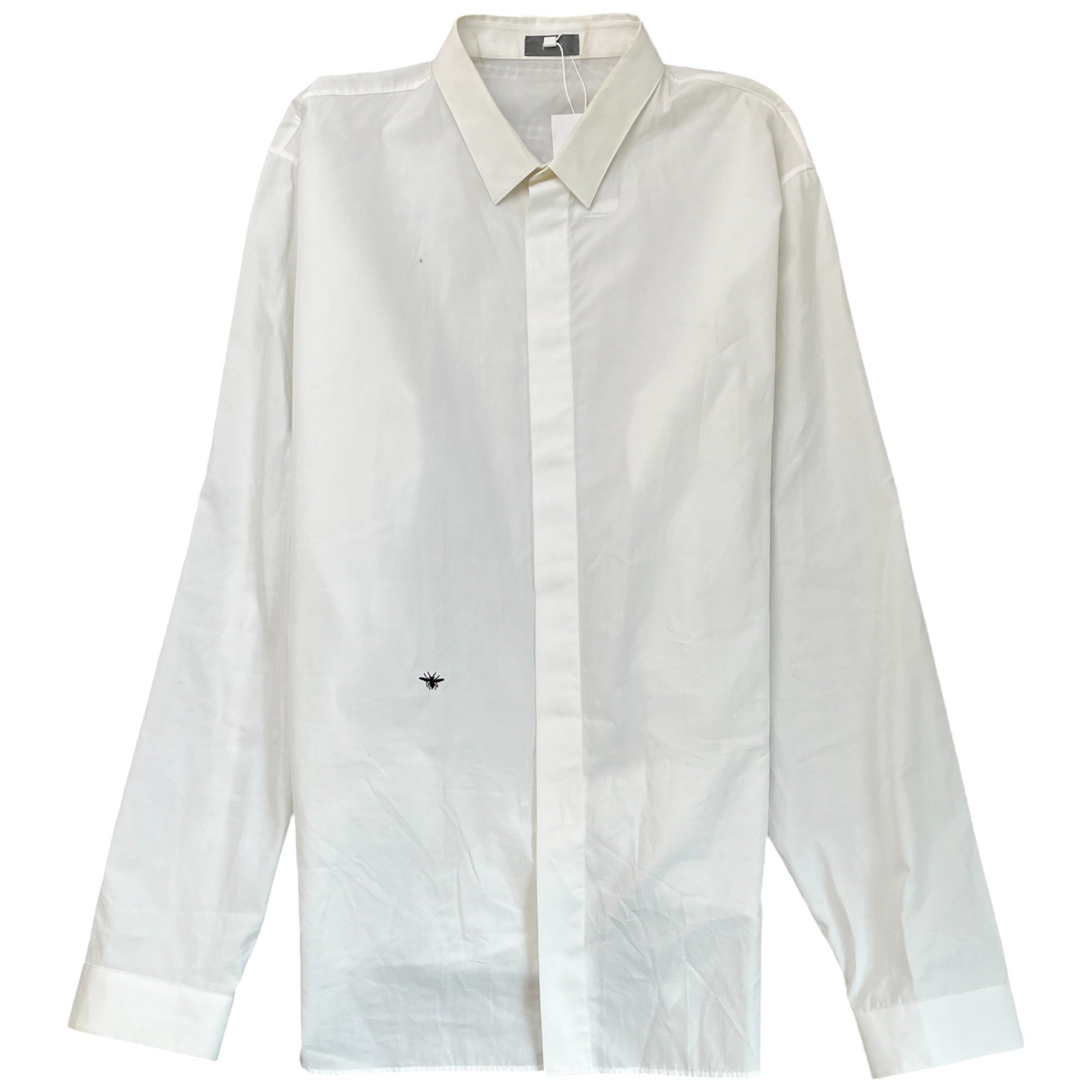 Men's Embroidered Bee Long Sleeve Shirt White Size IT 46 / UK S