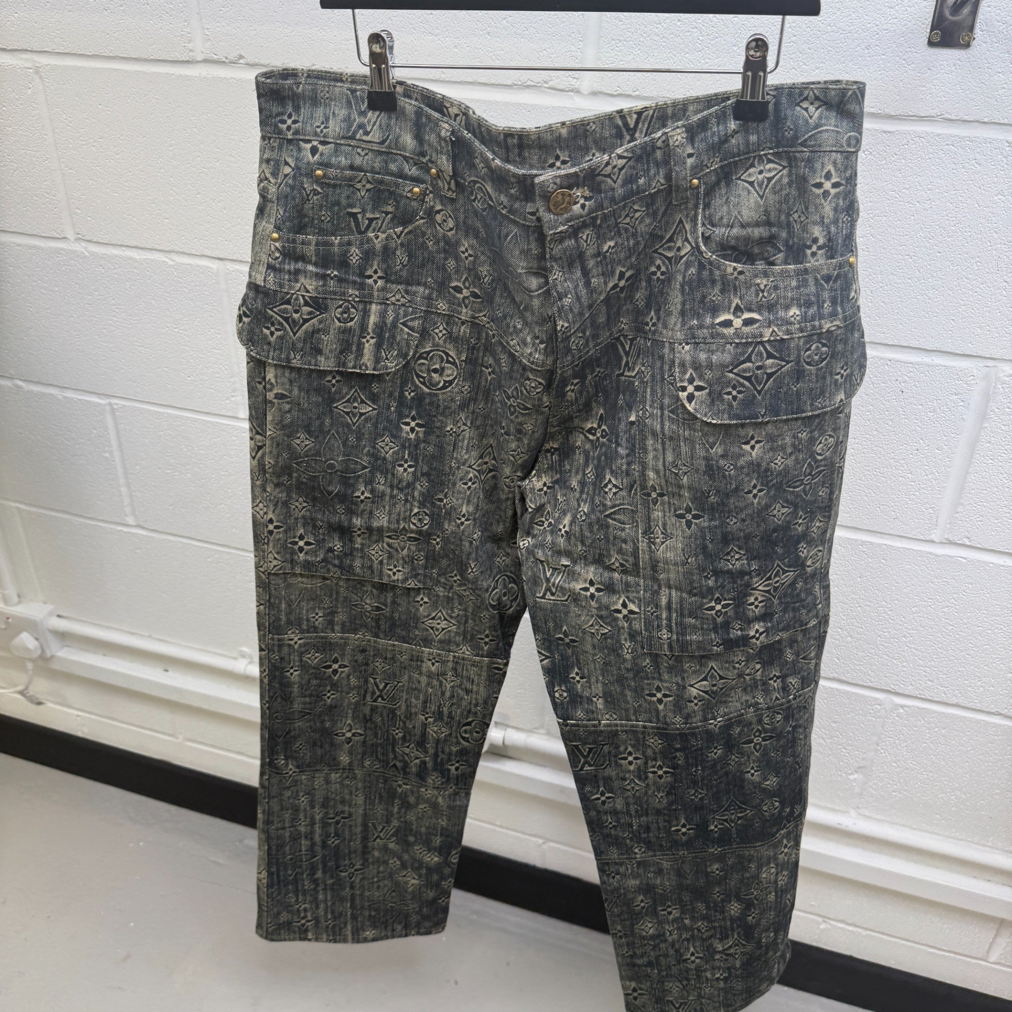 Men's Rendering Monogram Jeans Navy Size Waist 36"