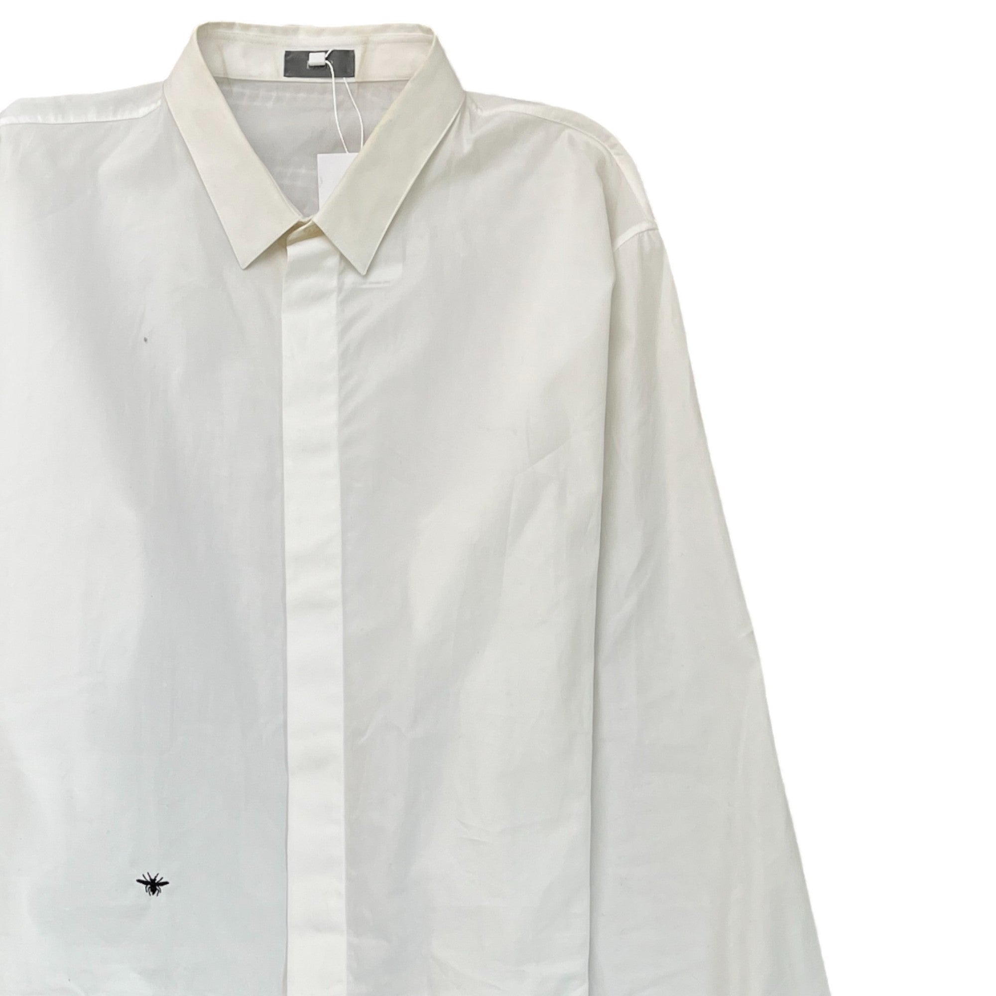 Men's Embroidered Bee Long Sleeve Shirt White Size IT 46 / UK S