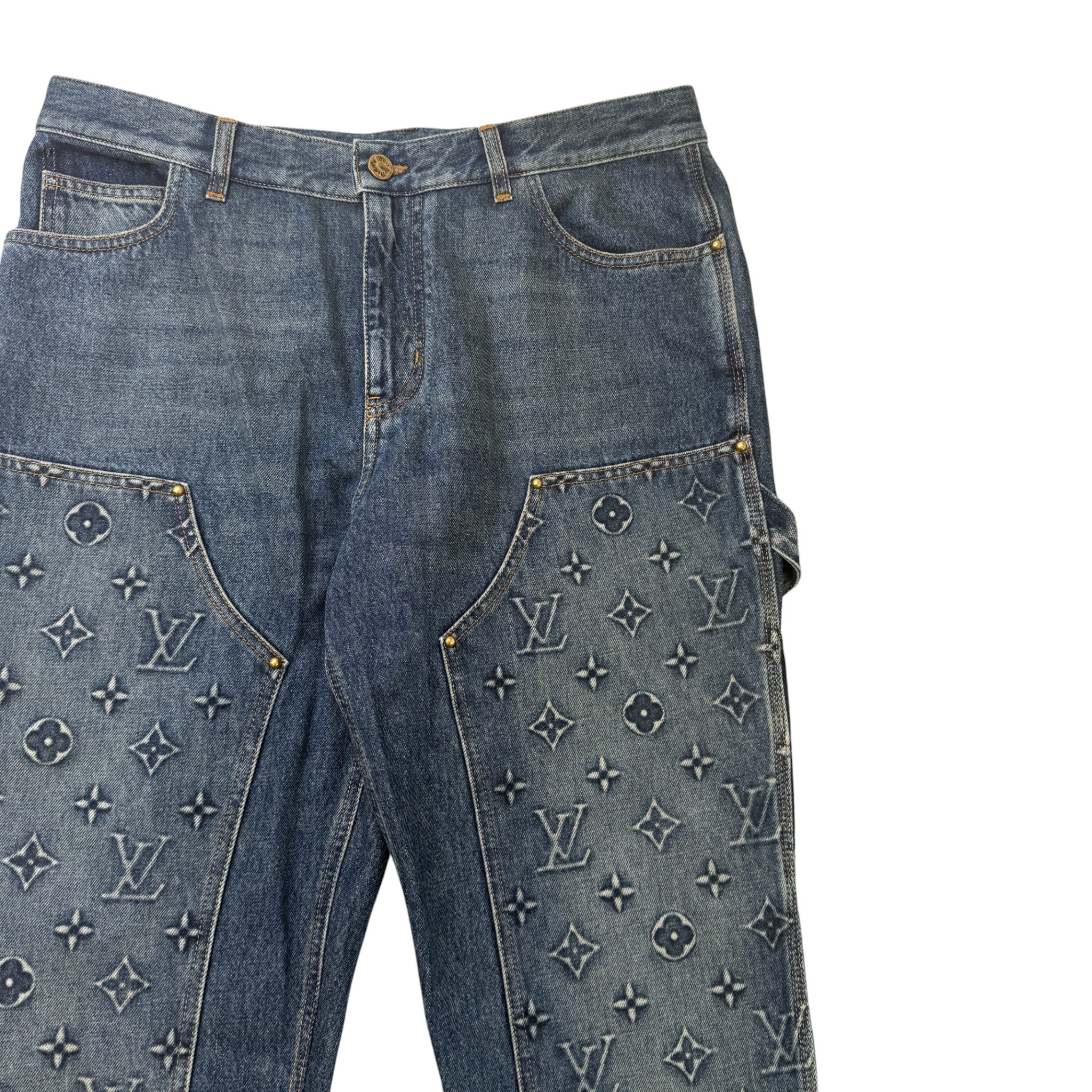 Men's Monogram Carpenter Jeans Blue Size Waist 36"