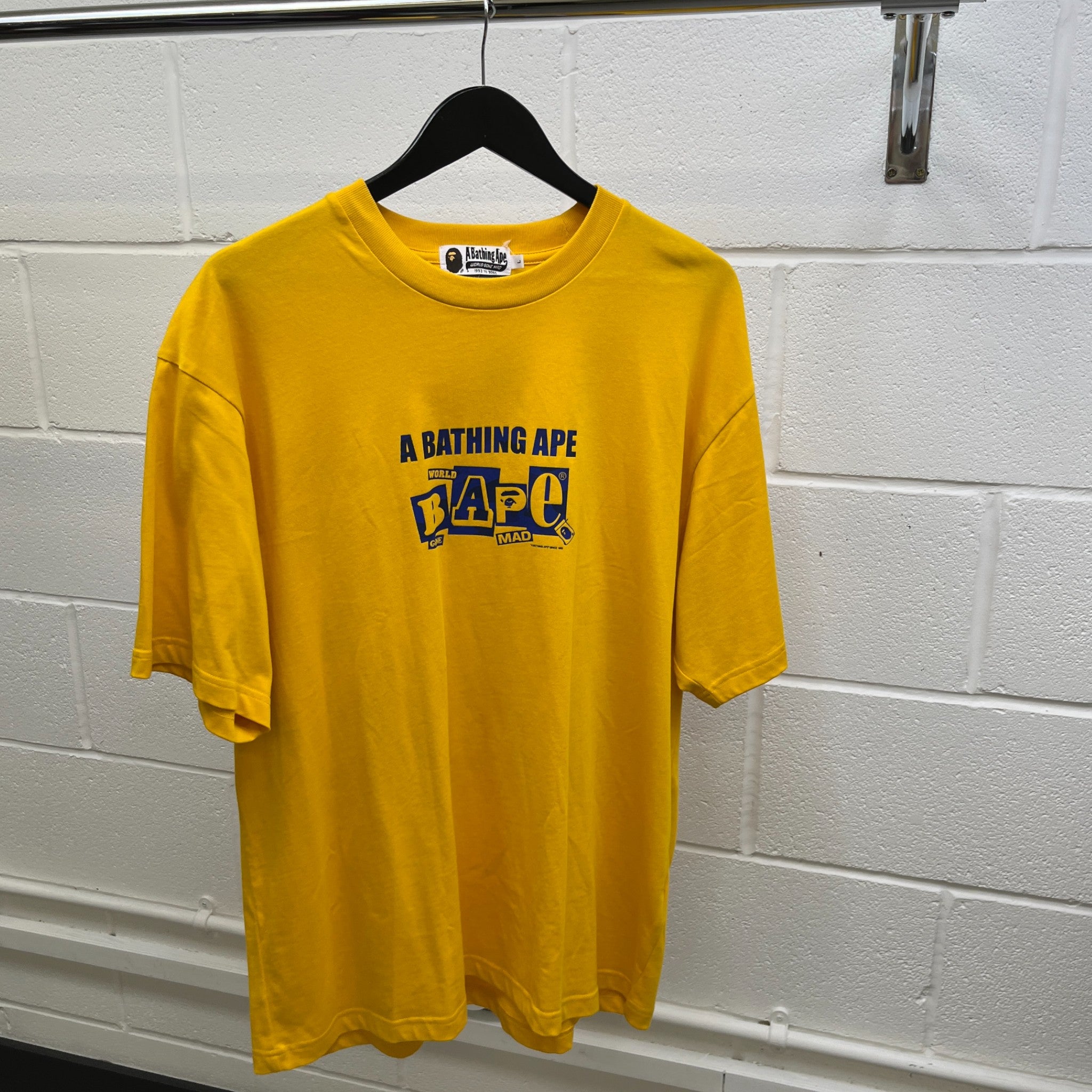 Men's Logo Print T-Shirt Yellow Size L