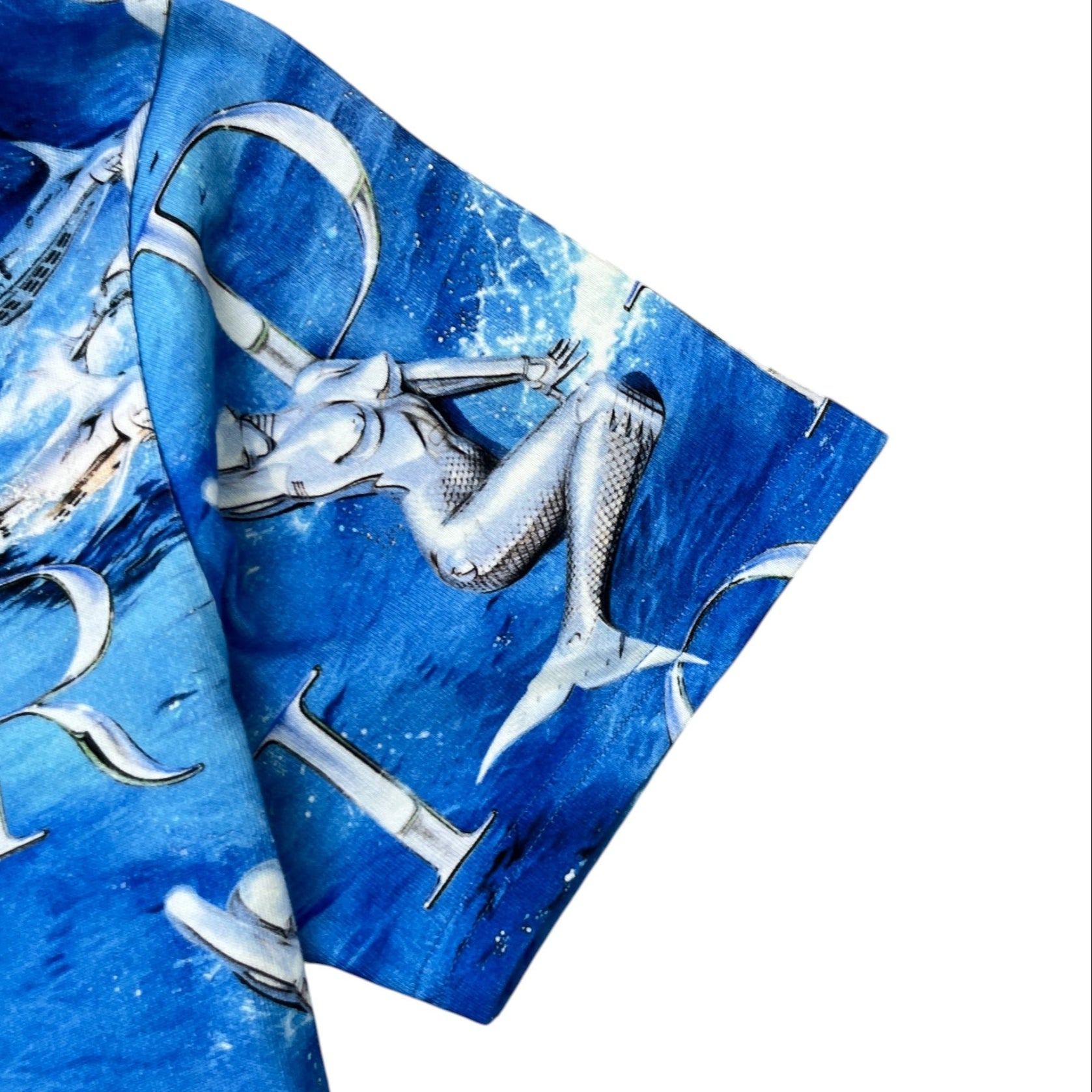 Men's X Sorayama Dolphin Print T-Shirt Blue Size M