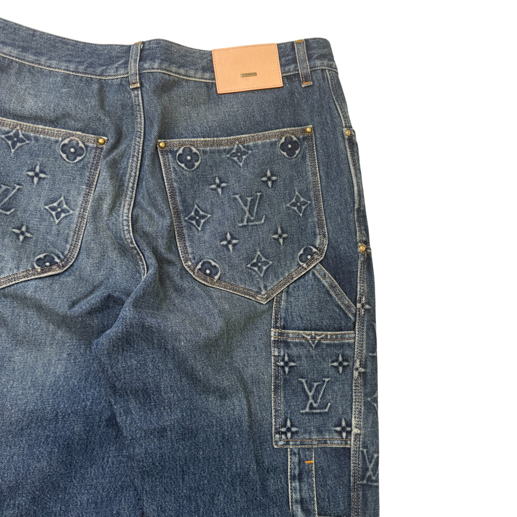 Men's Monogram Carpenter Jeans Blue Size Waist 36"