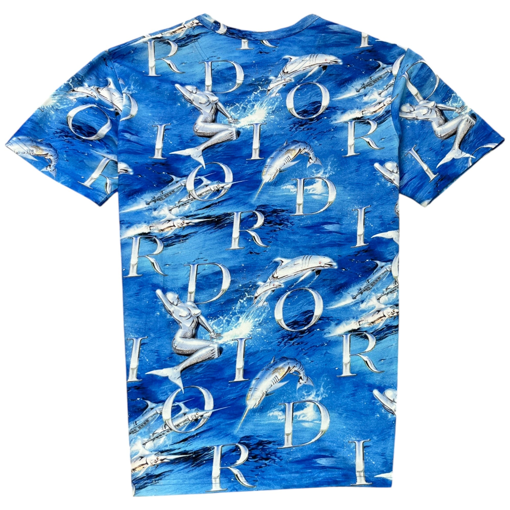 Men's X Sorayama Dolphin Print T-Shirt Blue Size M