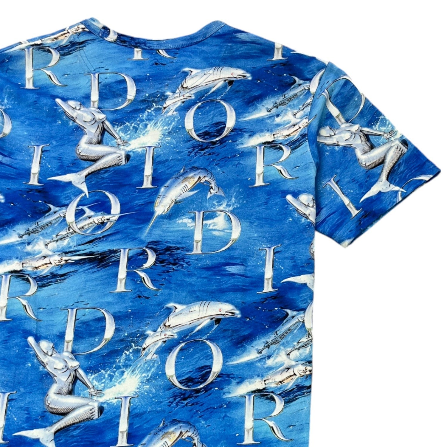 Men's X Sorayama Dolphin Print T-Shirt Blue Size M