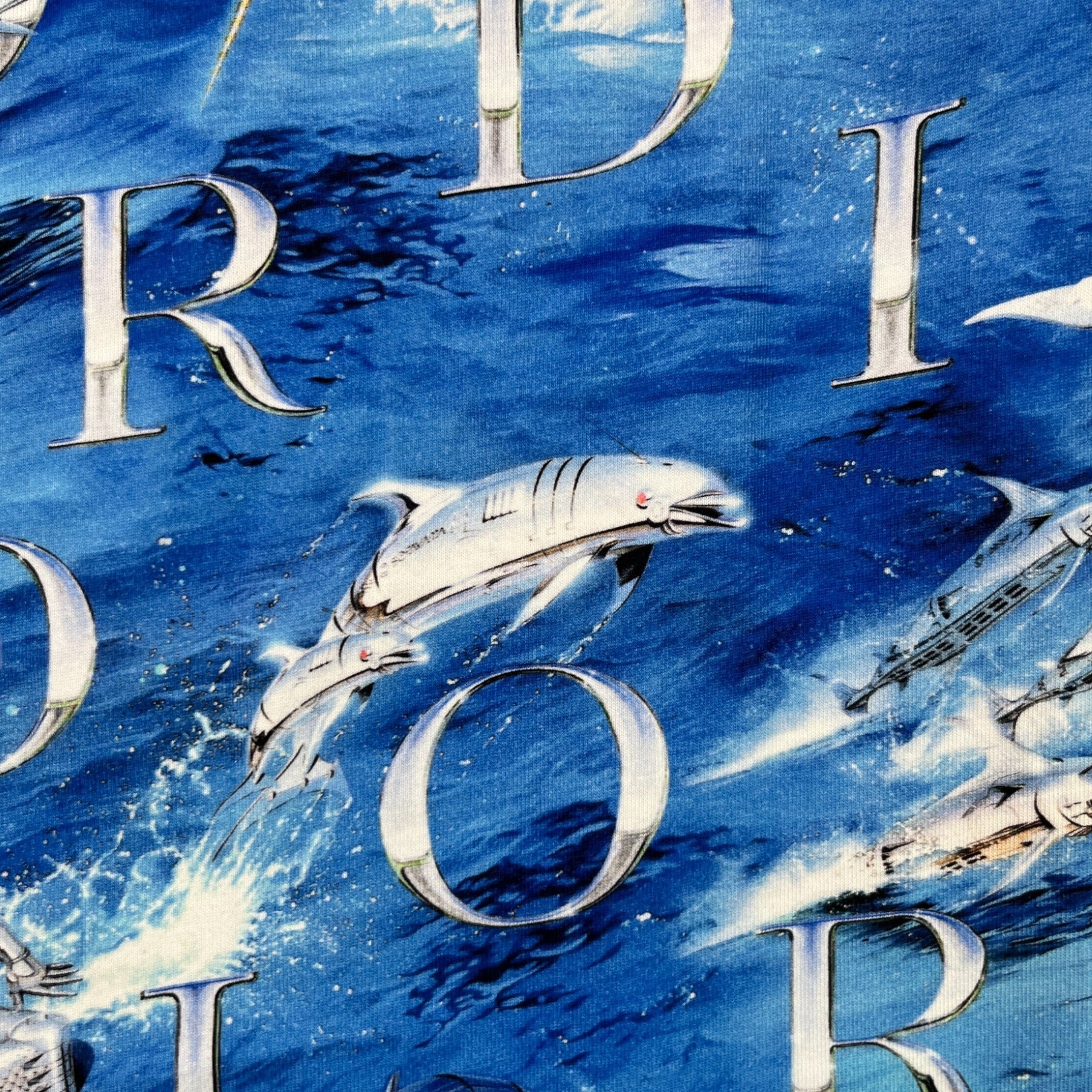 Men's X Sorayama Dolphin Print T-Shirt Blue Size M