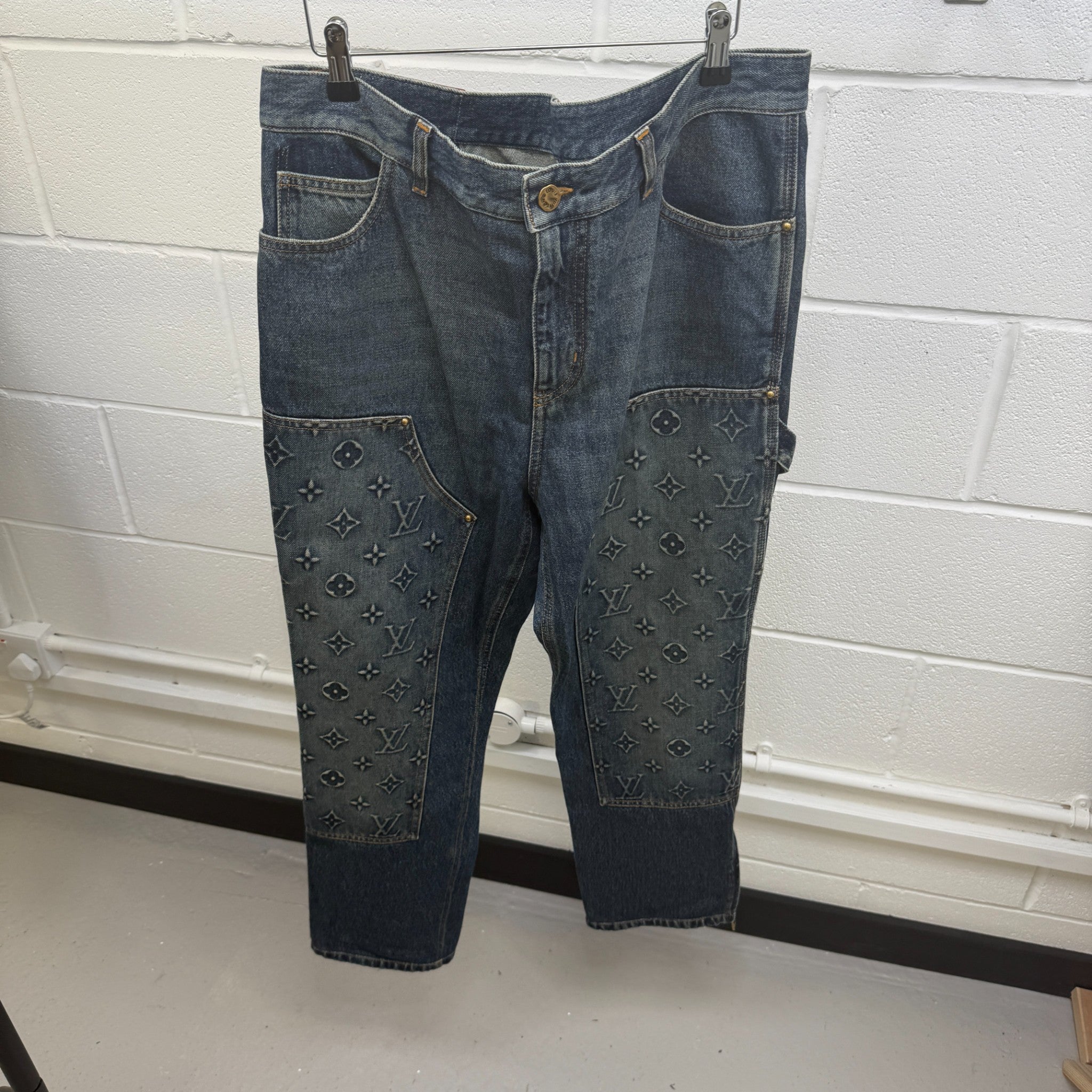 Men's Monogram Carpenter Jeans Blue Size Waist 36"